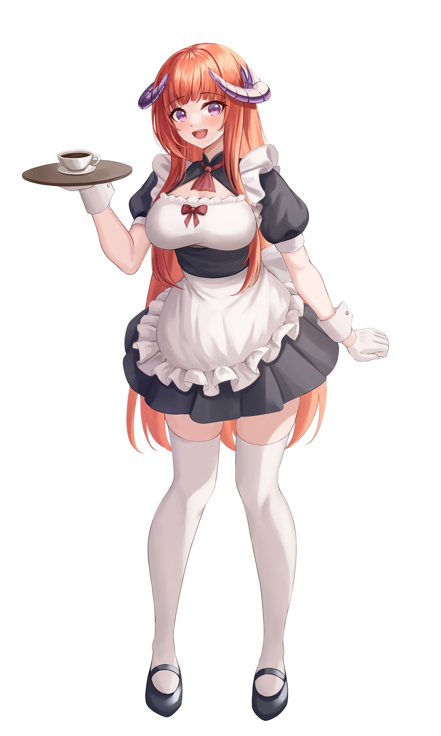 arknights bagpipe_(arknights) daisy_cutter horns maid thighhighs