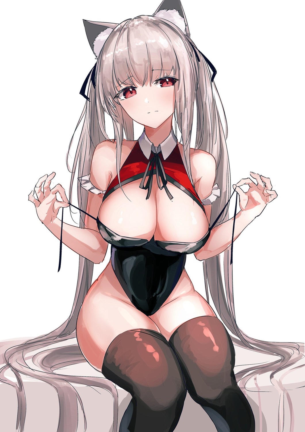 animal_ears gu_luco leotard no_bra thighhighs undressing