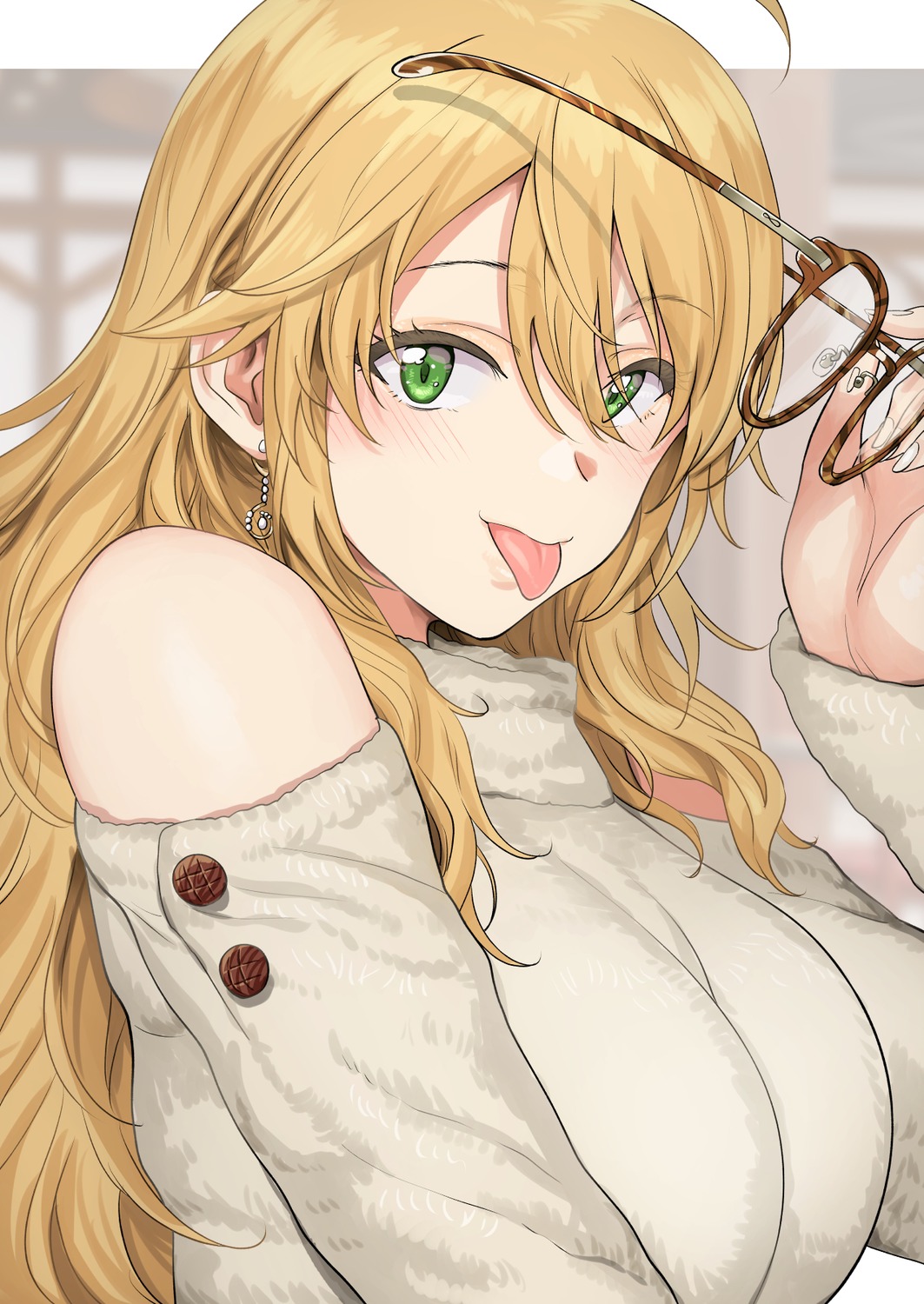 hoshii_miki megane sweater the_idolm@ster tsurui