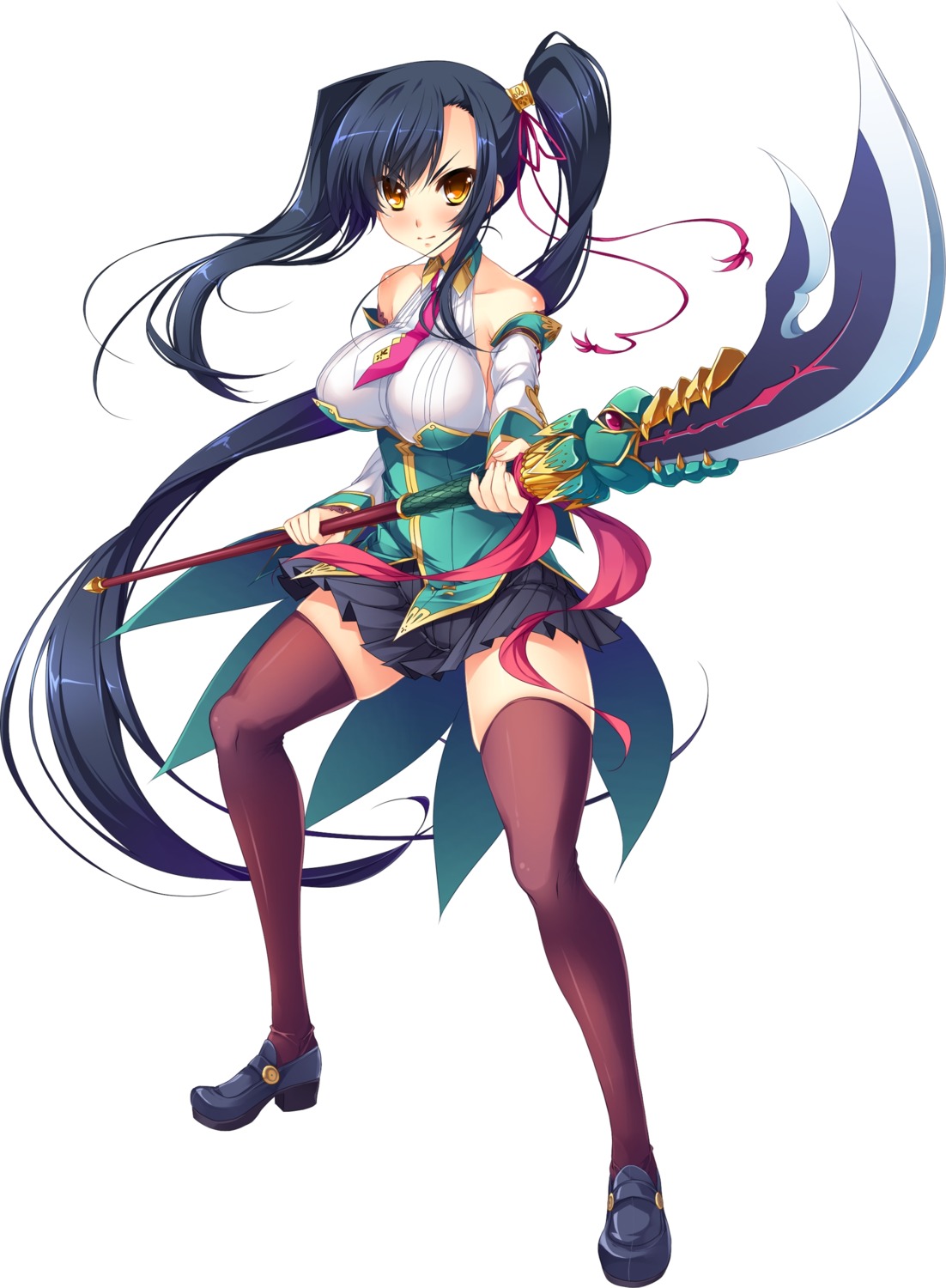 heels kanu koihime_musou no_bra tagme thighhighs weapon