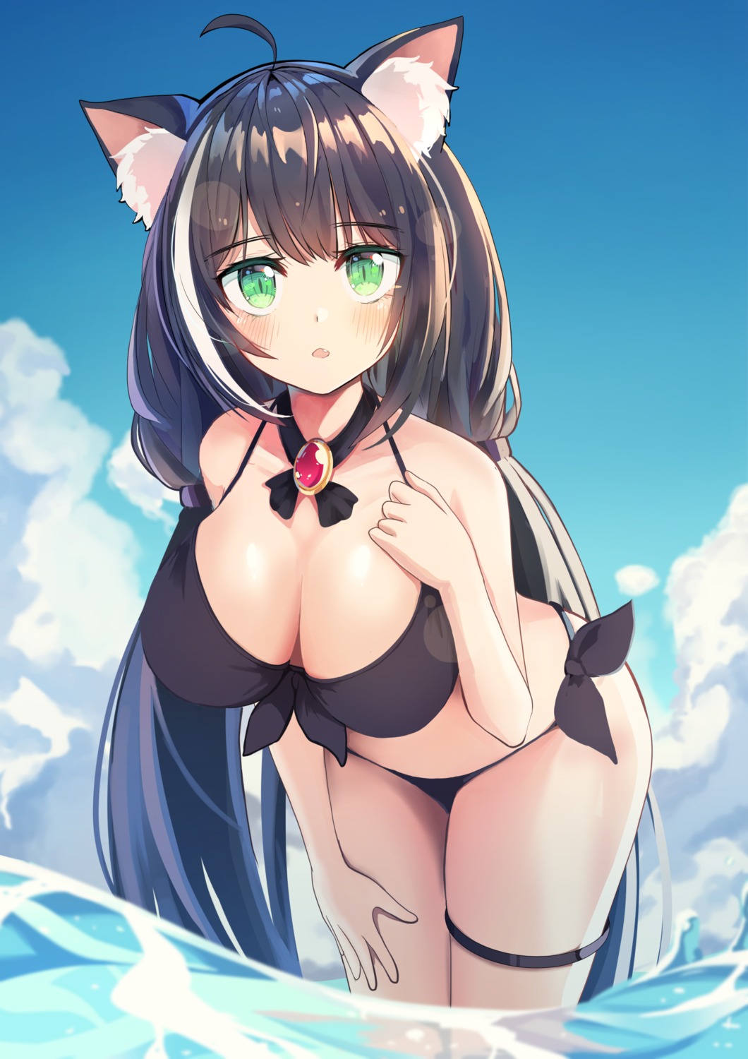 animal_ears bikini cleavage garter karyl_(princess_connect) namuya_(dlcjfgns456) princess_connect! princess_connect!_re:dive swimsuits wet