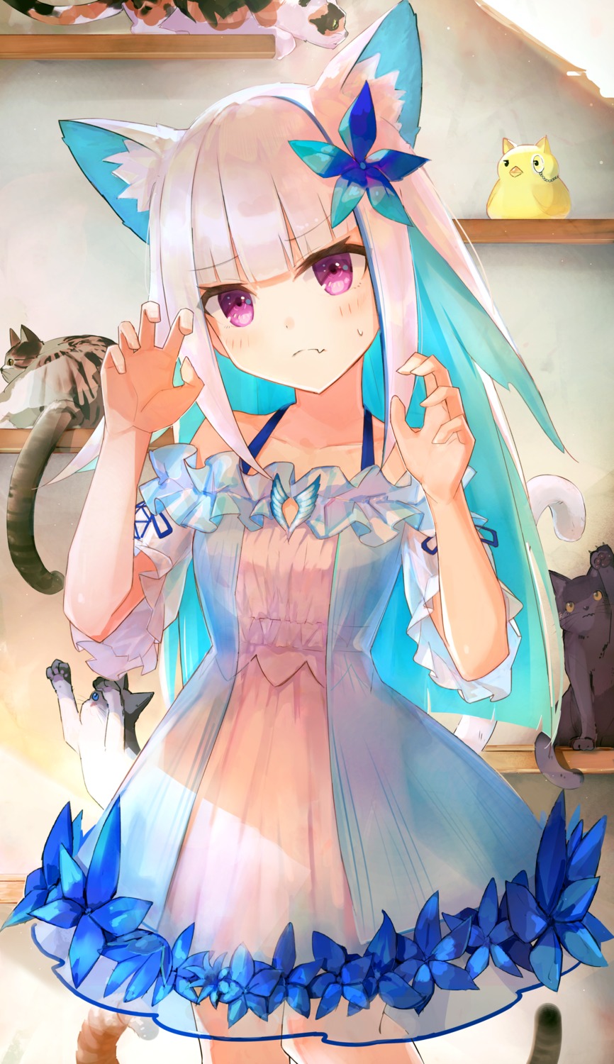 animal_ears dress lize_helesta neko nekomimi nijisanji see_through t6 tail