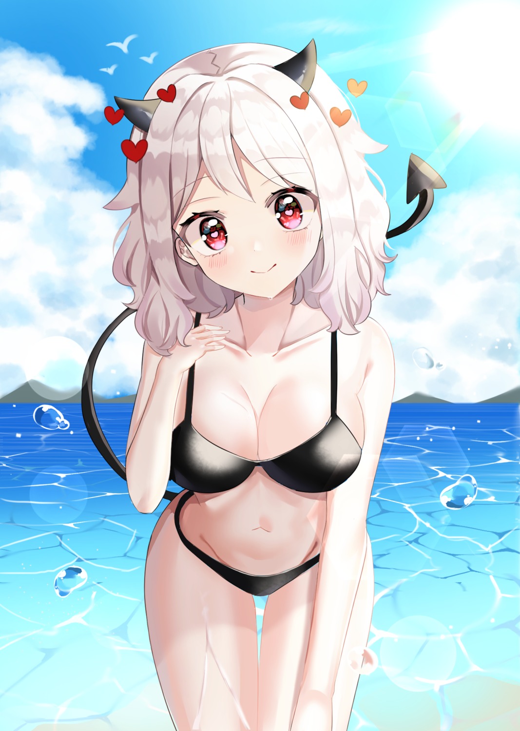 bikini helltaker horns modeus_(helltaker) nannung swimsuits tail