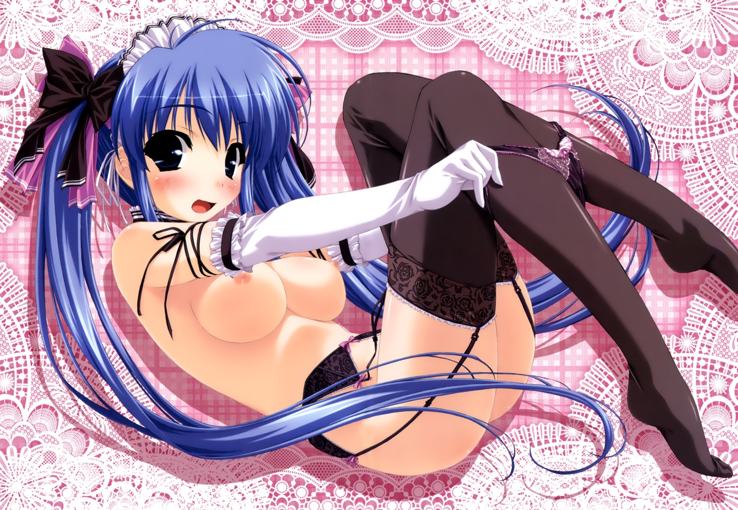 clochette fixed garter_belt kamipani kujou_amane nipples pantsu panty_pull shintarou stockings thighhighs topless undressing