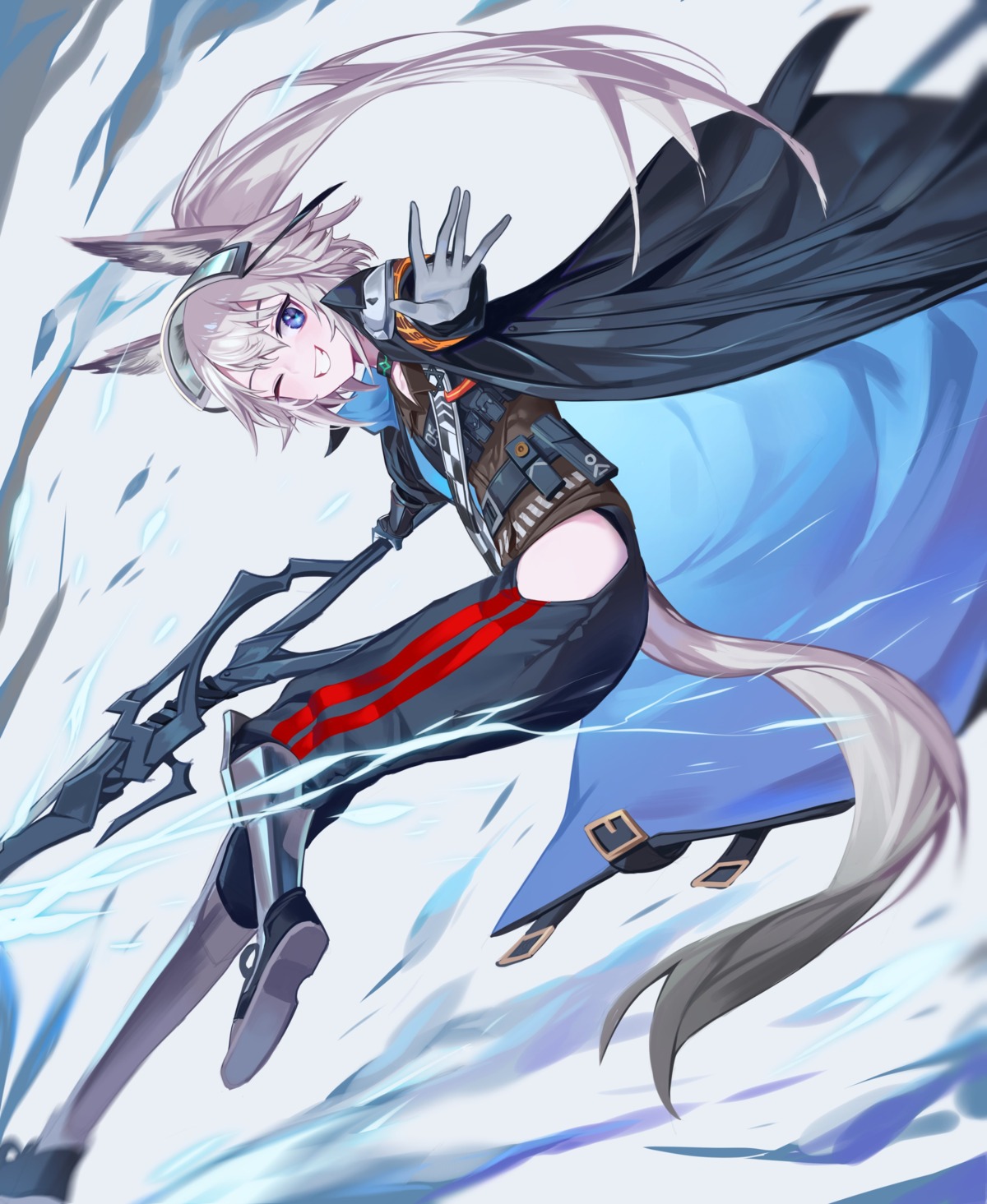 animal_ears arknights armor grani_(arknights) sb_lama tail weapon