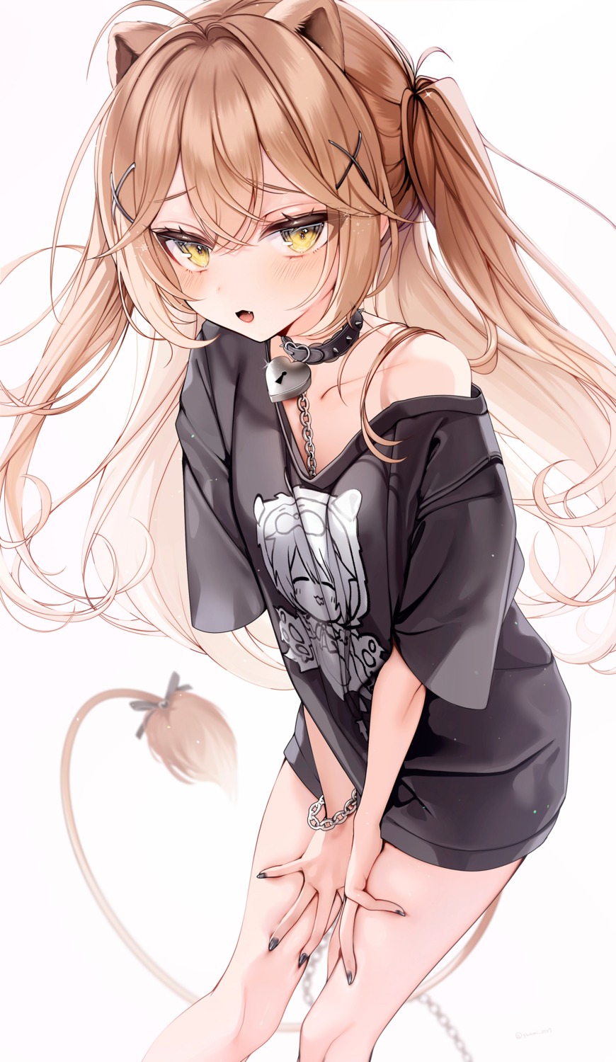 animal_ears indie_virtual_youtuber no_bra rurudo_lion tail yunmi_0527