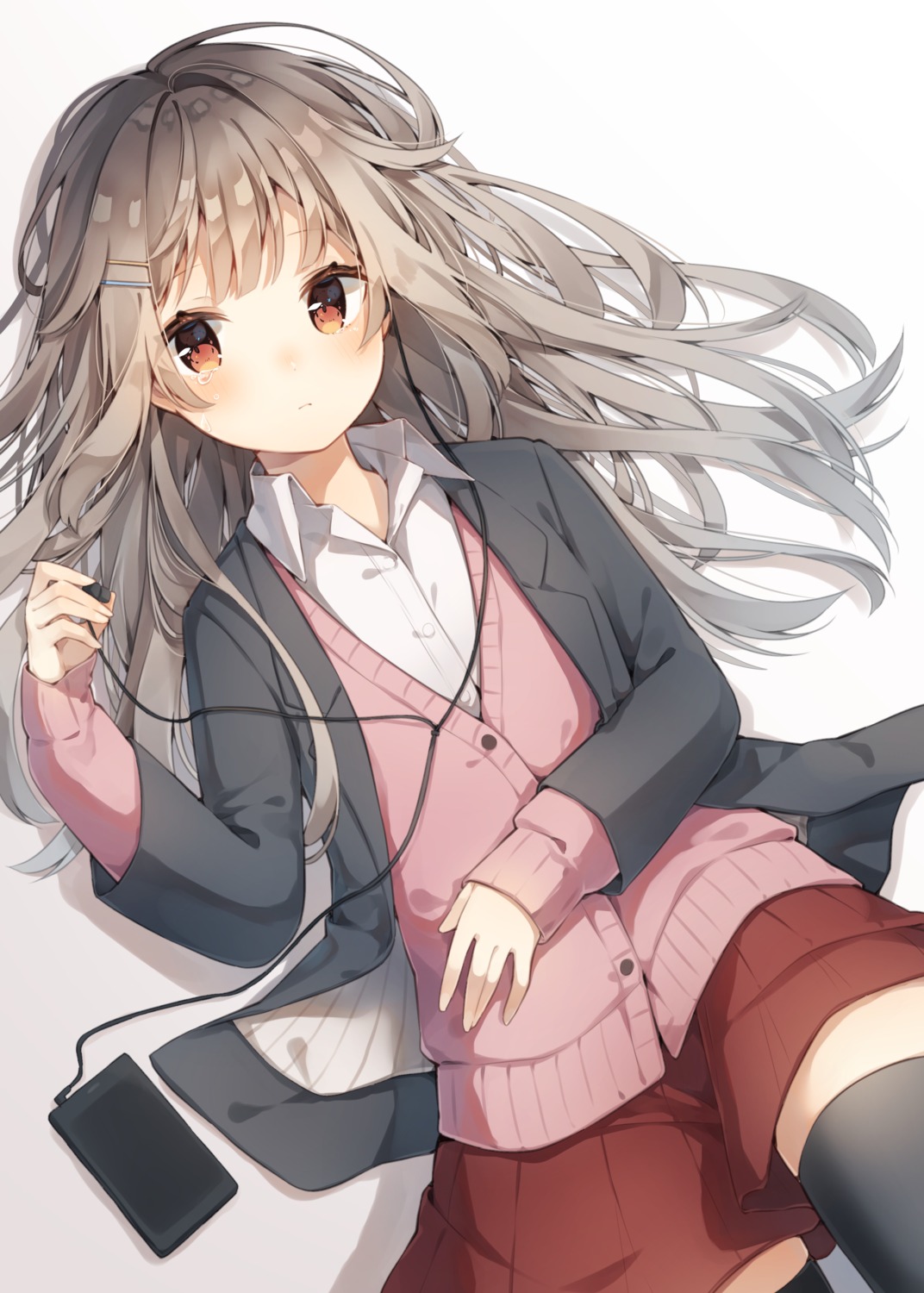 headphones pirorikin seifuku sweater thighhighs