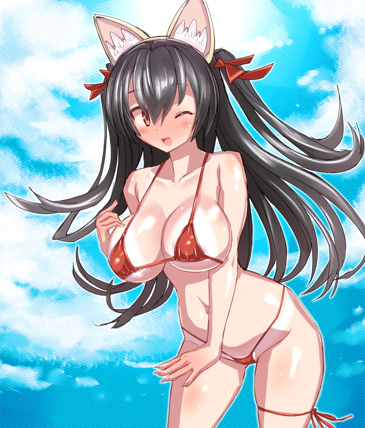 animal_ears bikini emil_chronicle_online garter serizawa_(knight2020) swimsuits tan_lines