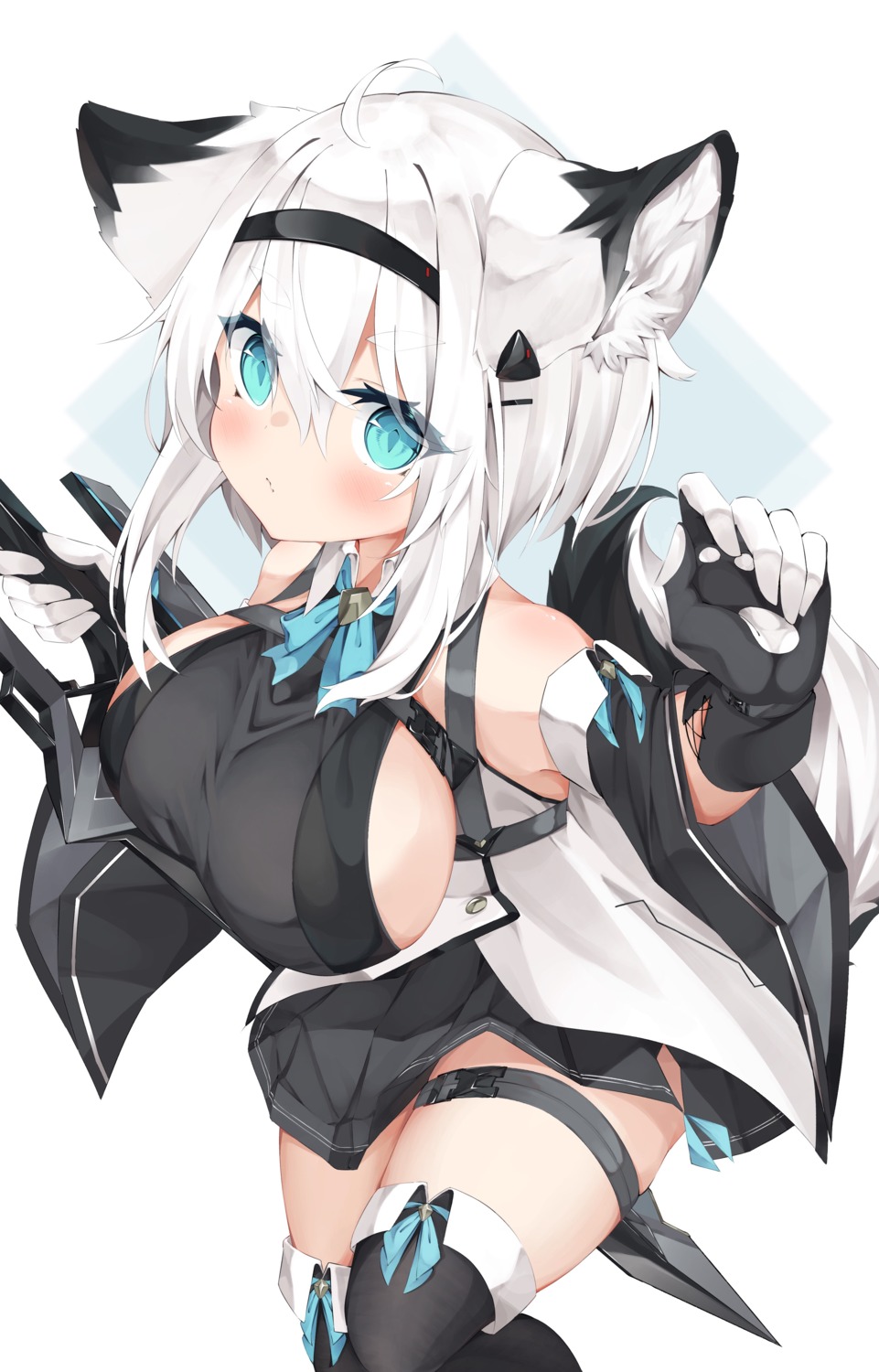 animal_ears garter konagi_(konachi_e) no_bra tail thighhighs