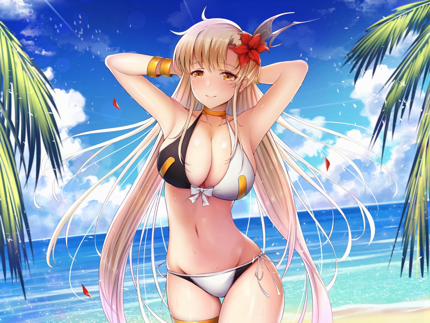 bikini cleavage fou_zi langrisser liana swimsuits