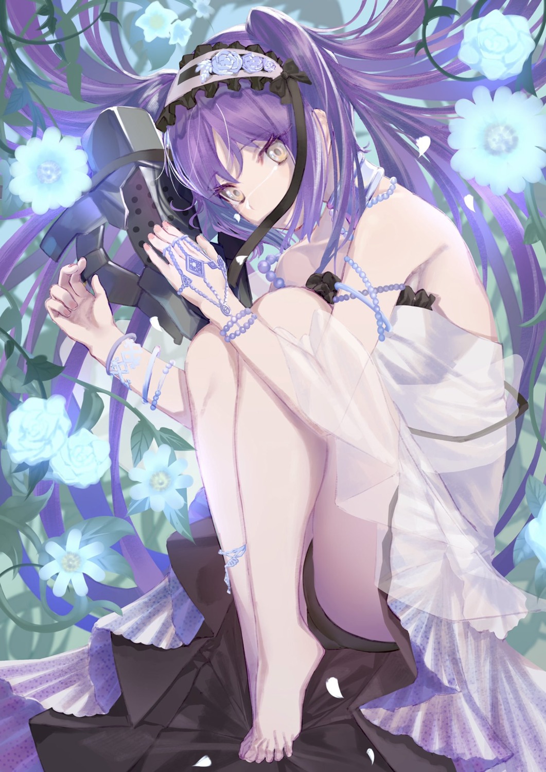 dress euryale fate/grand_order feet gothic_lolita lolita_fashion pantsu see_through skirt_lift takubon