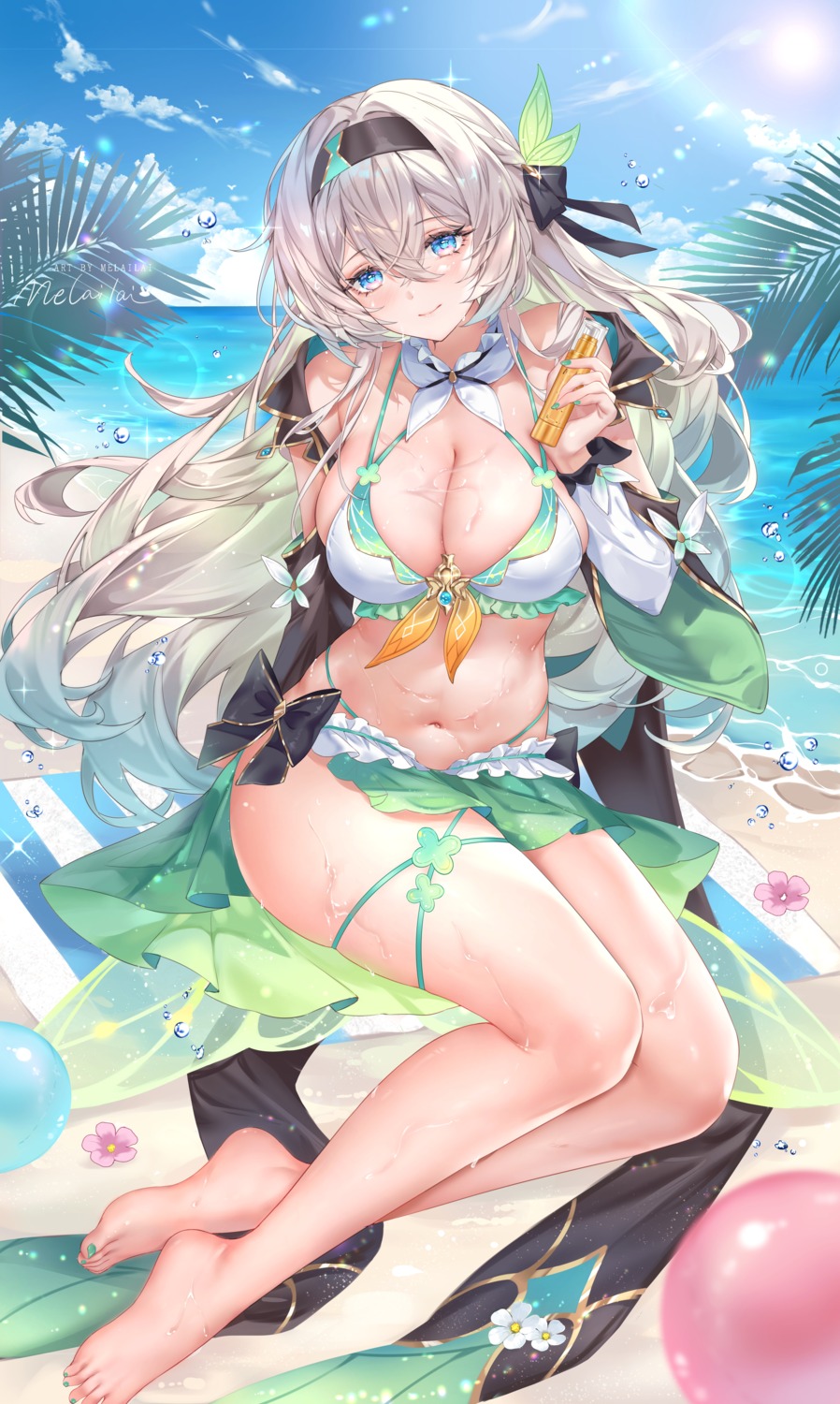 bikini firefly garter honkai:_star_rail melailai skirt_lift swimsuits wet