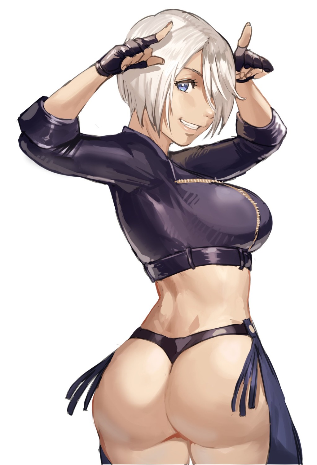 angel_(kof) ass hanny_(uirusu_chan) king_of_fighters pantsu sketch thighhighs thong