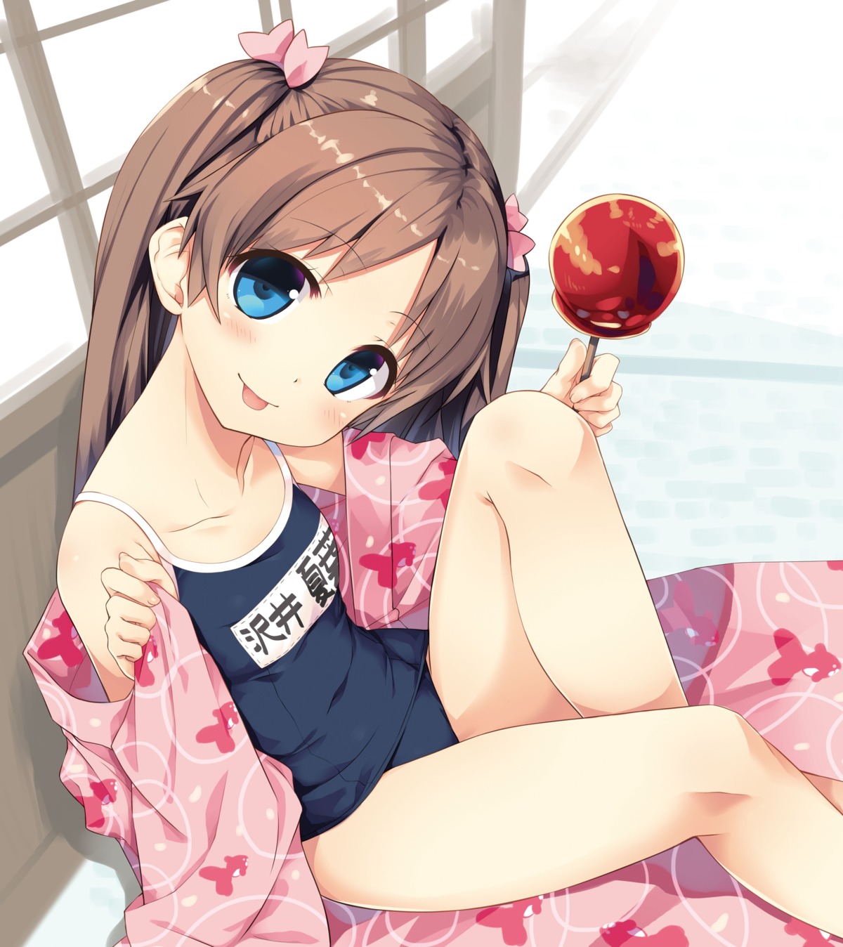 cura loli lose monobeno sawai_natsuha school_swimsuit swimsuits yukata