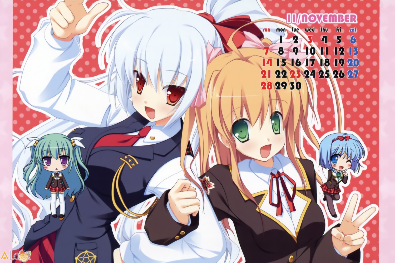 alcot aona_masao calendar chibi irina_vladimirovna_putina jpeg_artifacts kouchuusen_ezekiel miyoshi_ran nimura_yuuji osananajimi_wa_daitouryou ouhama_yukino pantyhose seifuku thighhighs