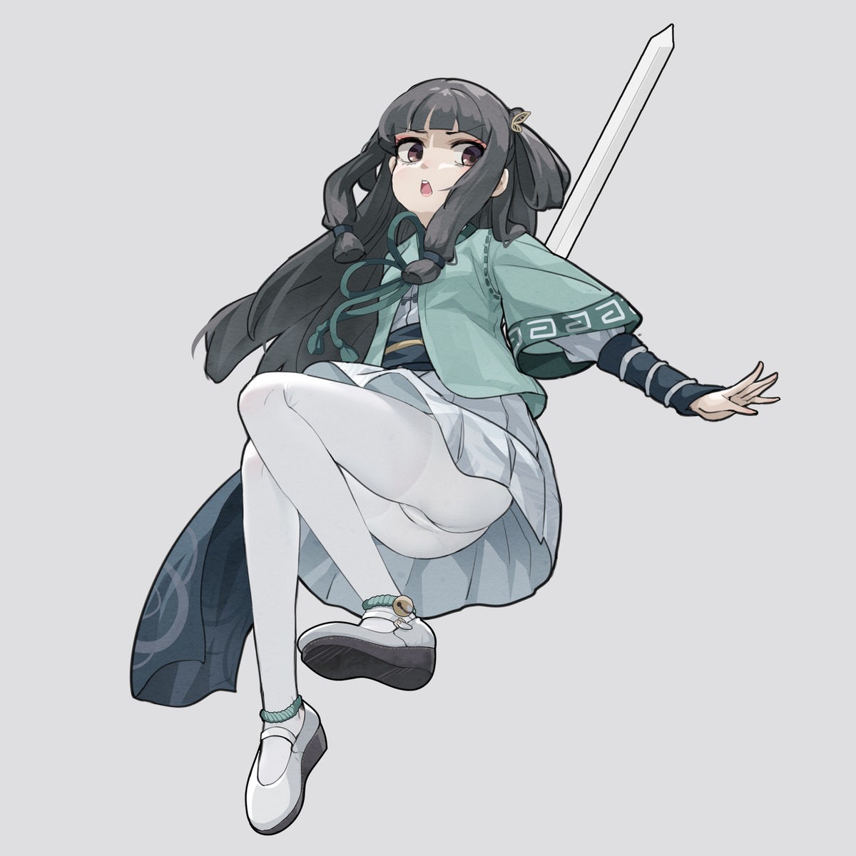 japanese_clothes pantyhose skirt_lift sword too-ye