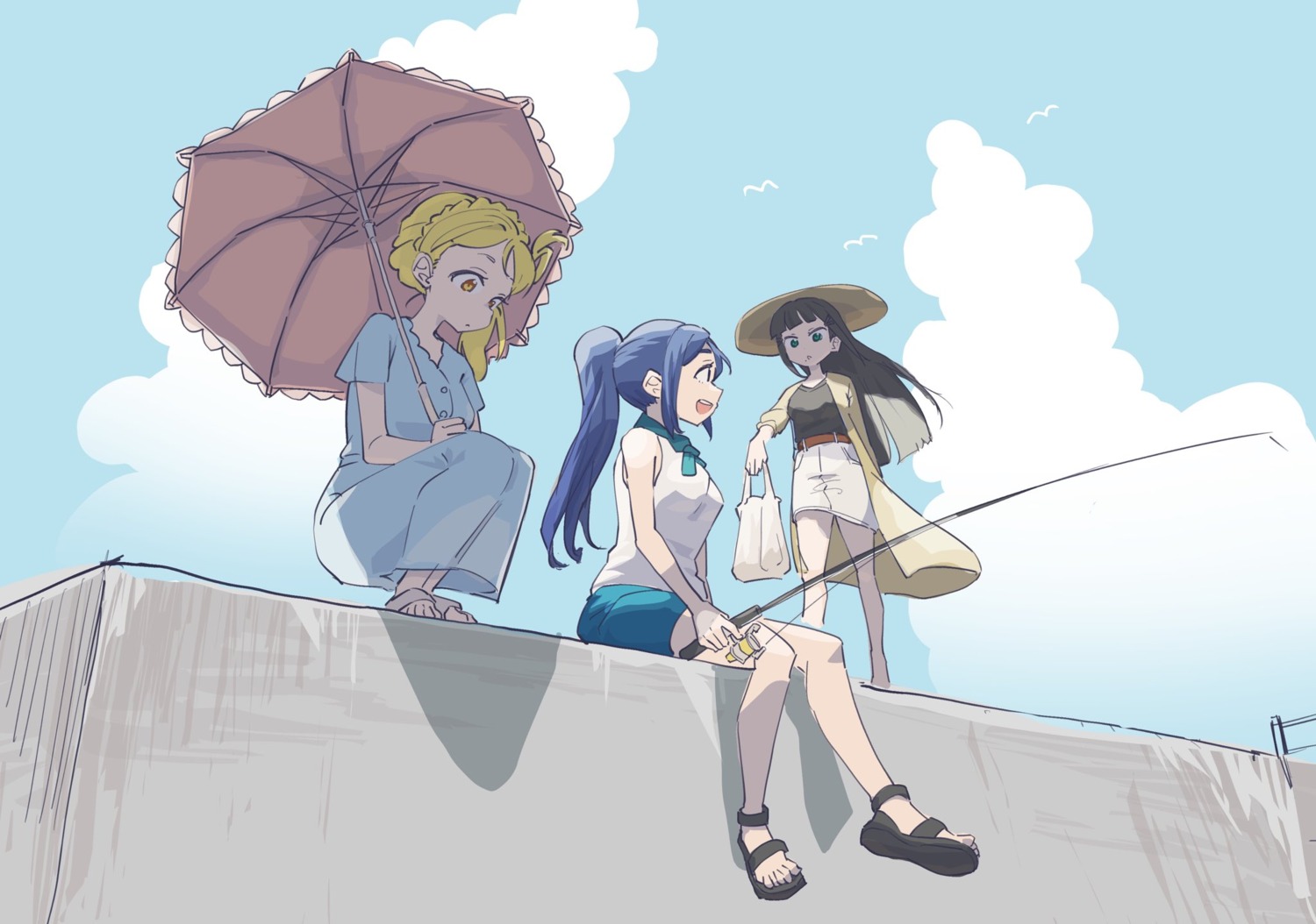 kurosawa_dia love_live!_sunshine!! matsuura_kanan neacca1 ohara_mari umbrella