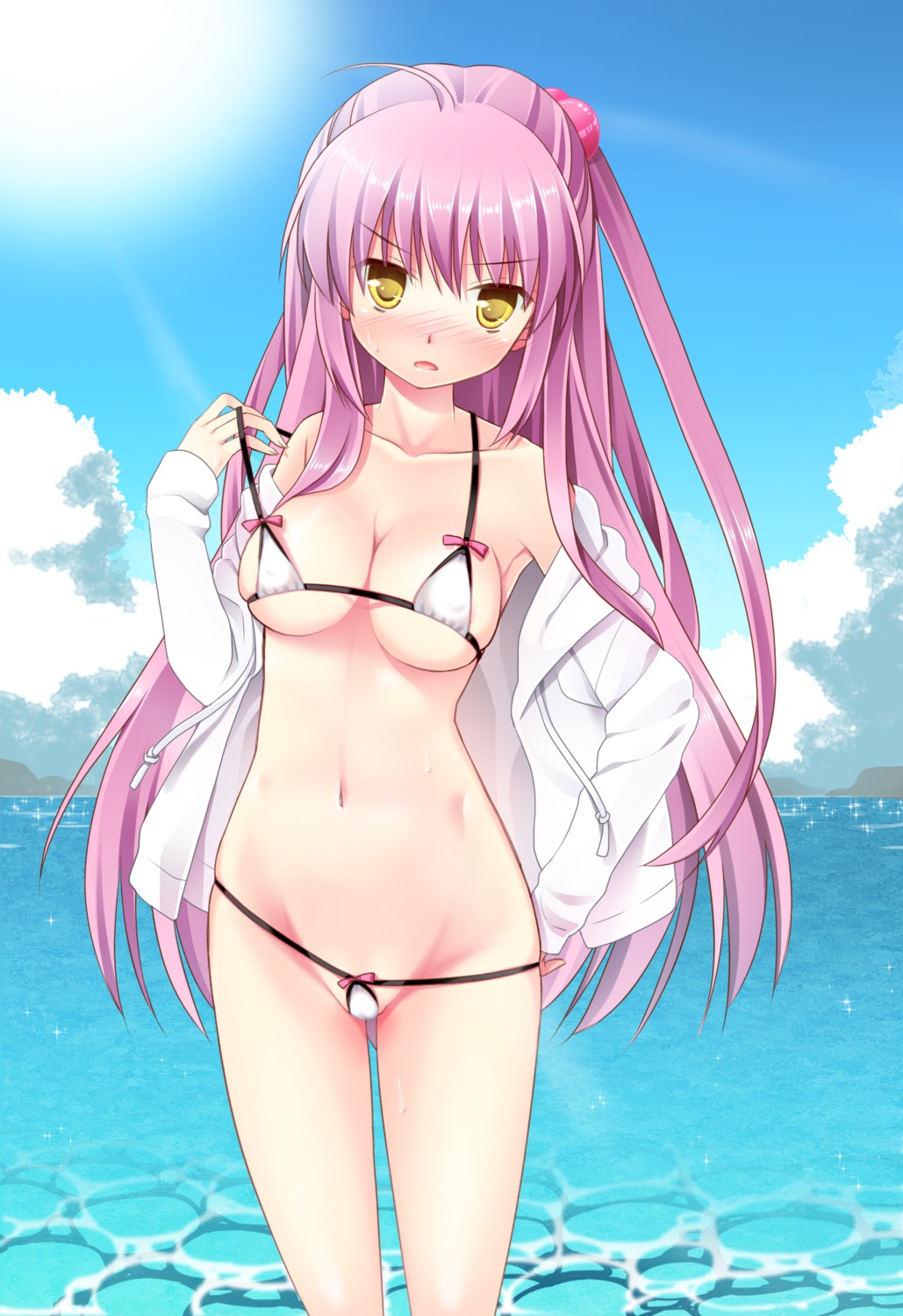 bikini cameltoe futaki_kanata little_busters! open_shirt ringo_sui swimsuits undressing