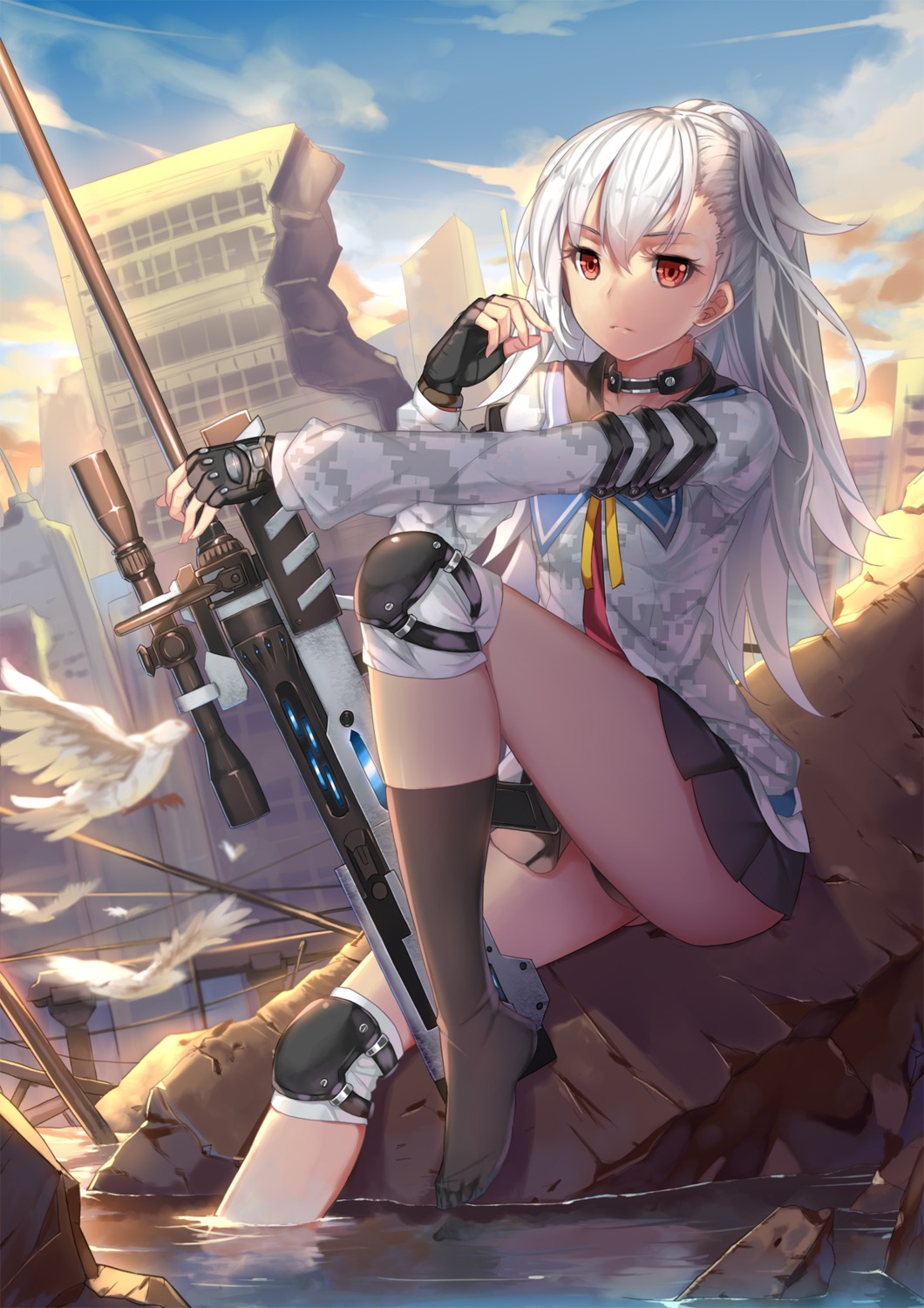 closers gun musyne_xsk pantsu seifuku tina_(closers) wet