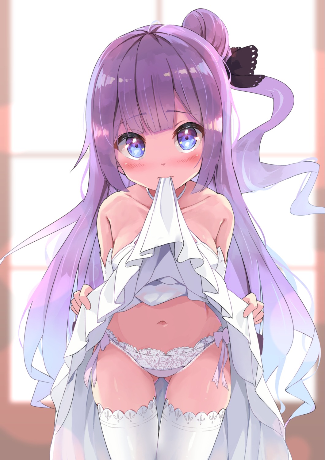 azur_lane dress loli no_bra nyahu_(nyahu_77) pantsu skirt_lift thighhighs unicorn_(azur_lane)