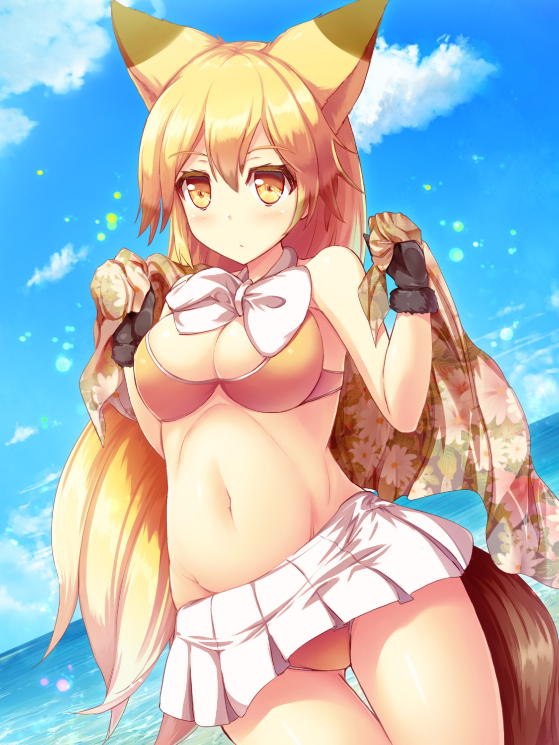 animal_ears bikini cleavage ezo_red_fox kemono_friends liya swimsuits tail