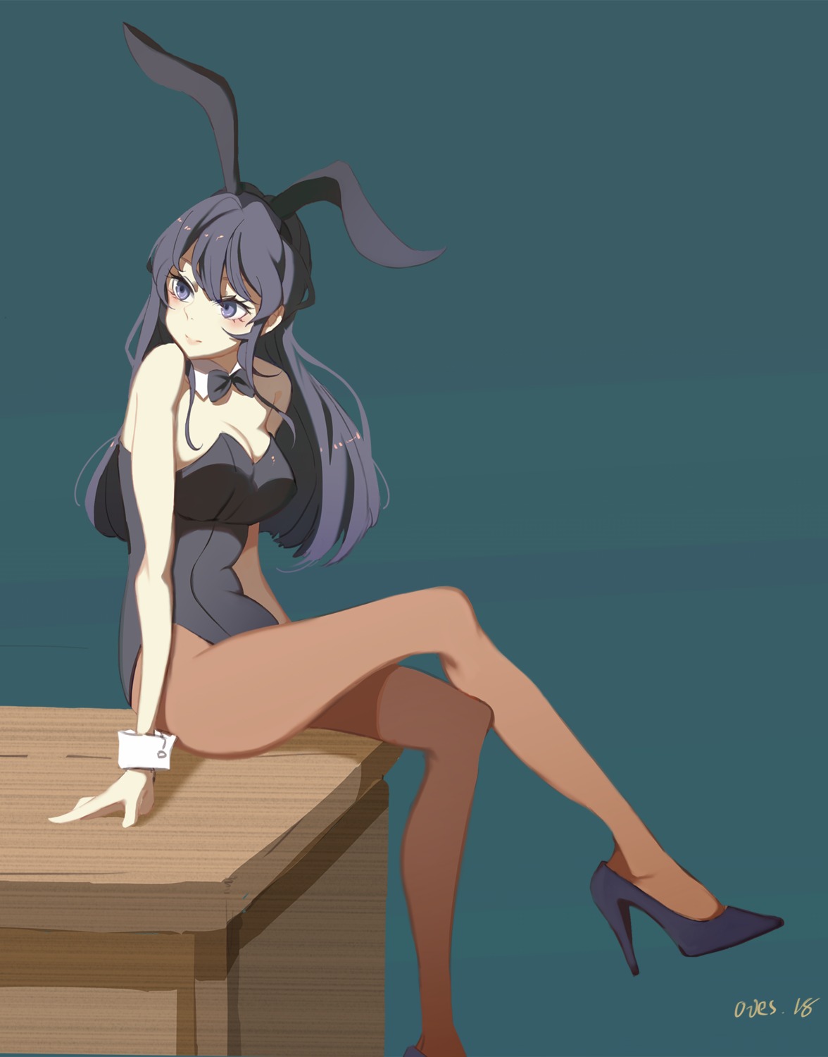 animal_ears bunny_ears bunny_girl cleavage heels pantyhose sakurajima_mai seishun_buta_yarou_series stockings tagme thighhighs