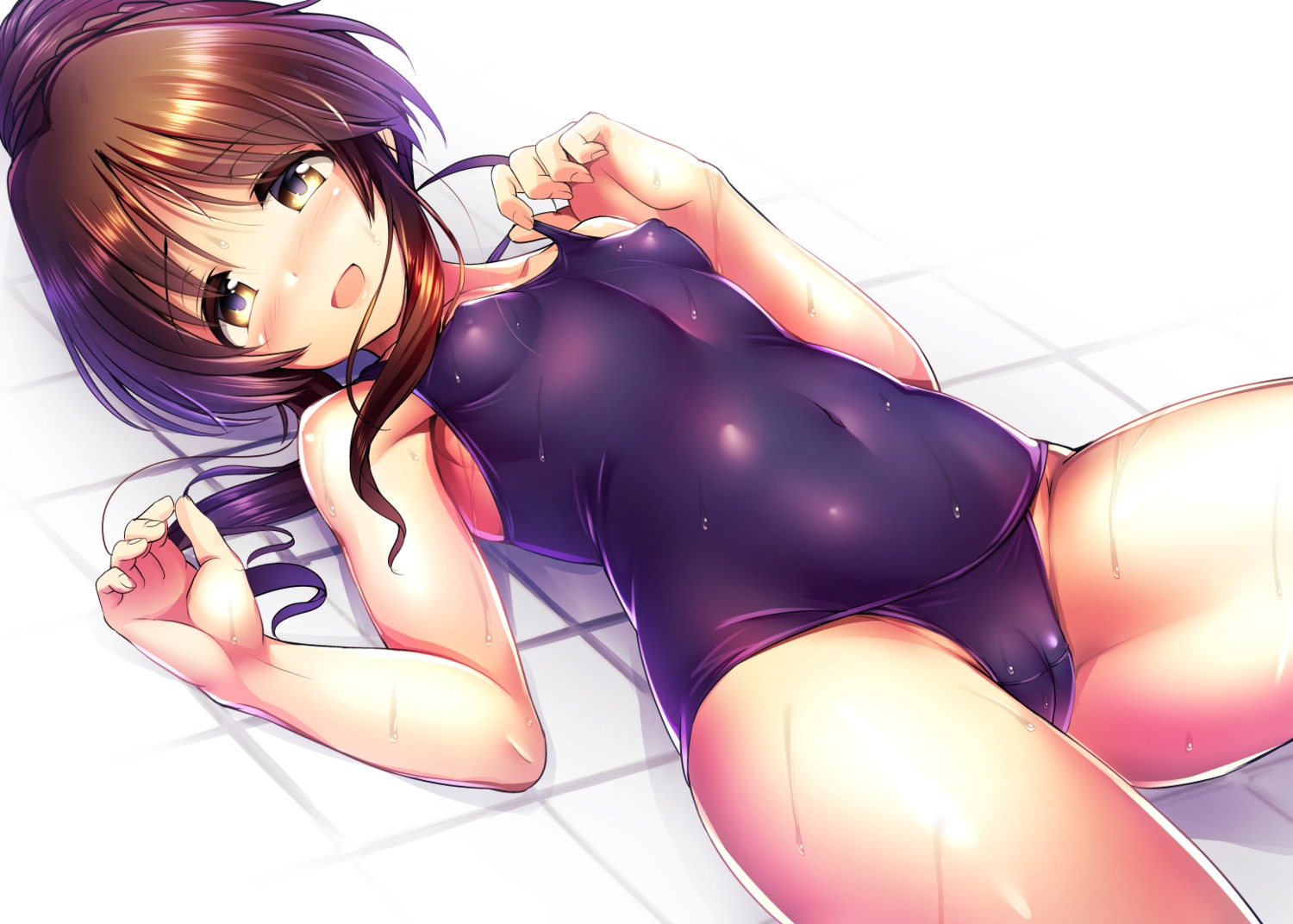 cameltoe erect_nipples ment school_swimsuit swimsuits takamori_aiko the_idolm@ster the_idolm@ster_cinderella_girls wet