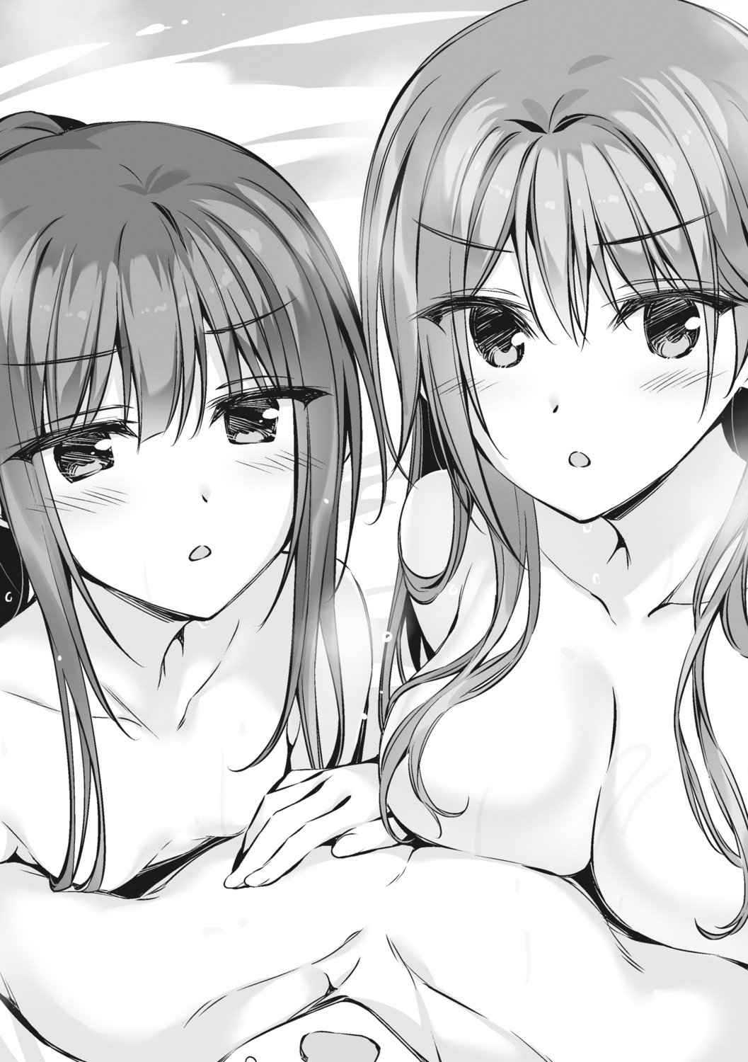 boku_no_kanojo_sensei fujiki_maka monochrome oryou saigi_makoto saigi_miharu topless