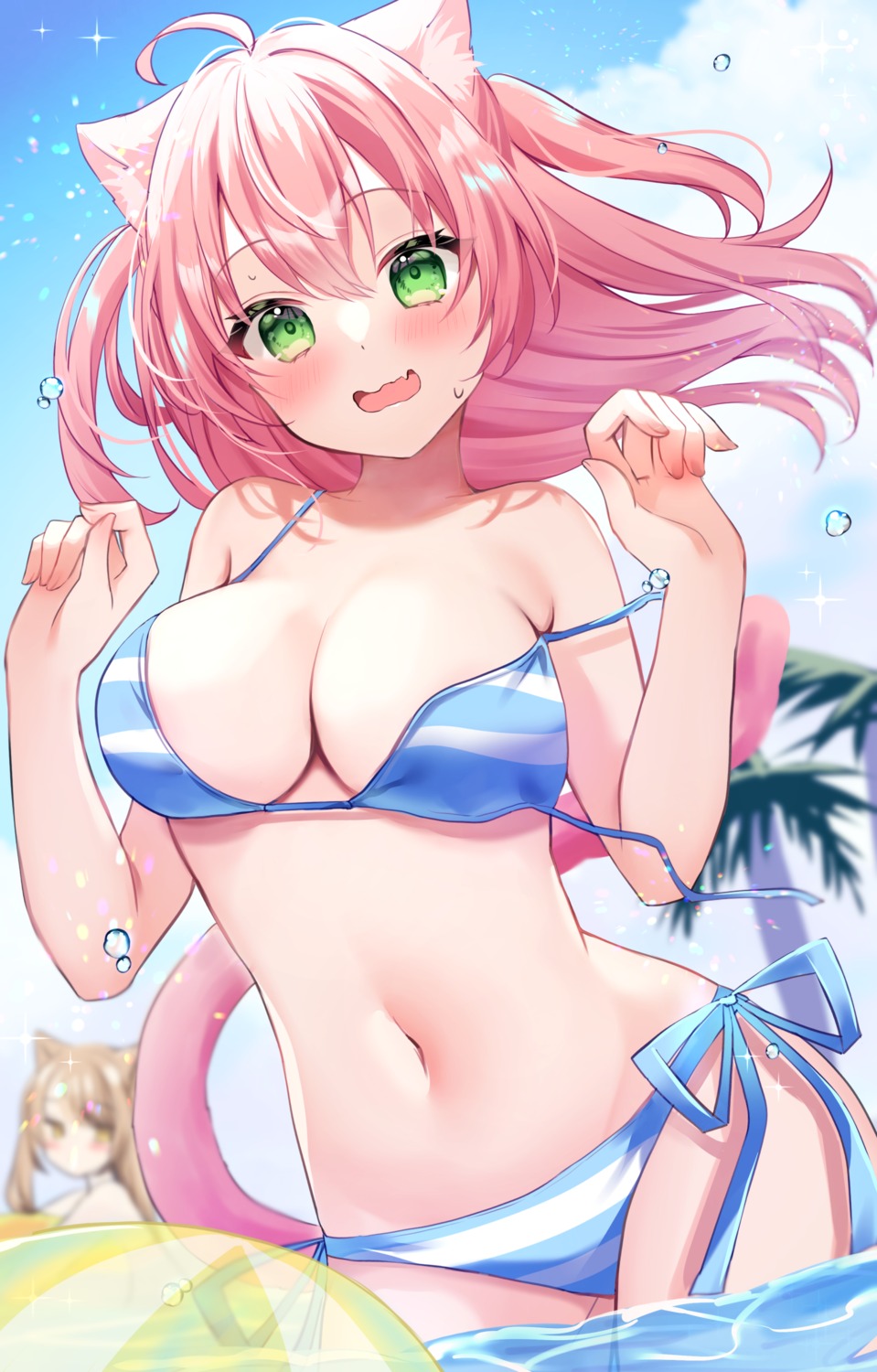 animal_ears bikini hamico nekomimi swimsuits tail wardrobe_malfunction wet