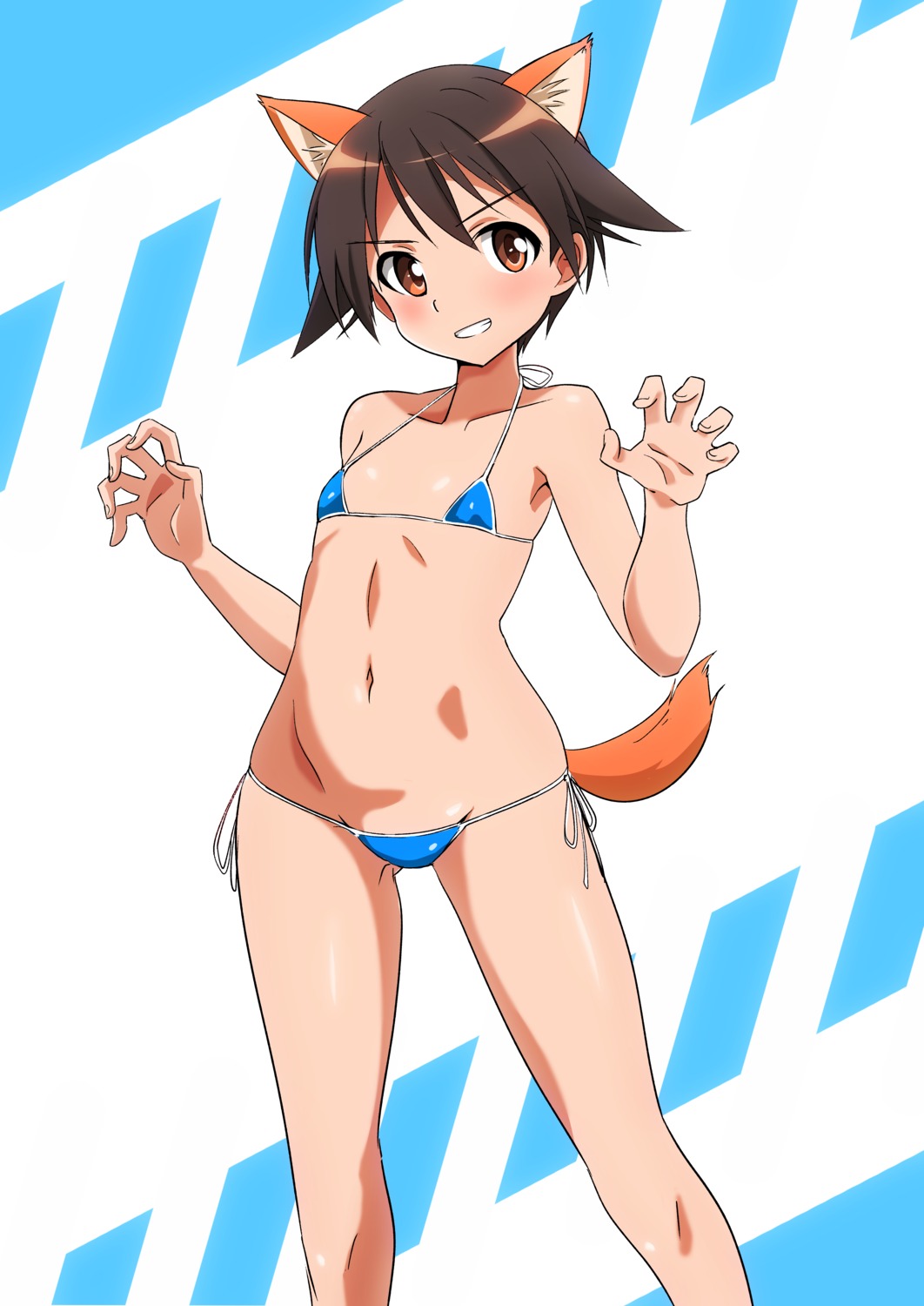 animal_ears bikini inumimi miyafuji_yoshika strike_witches swimsuits tail tricky_46