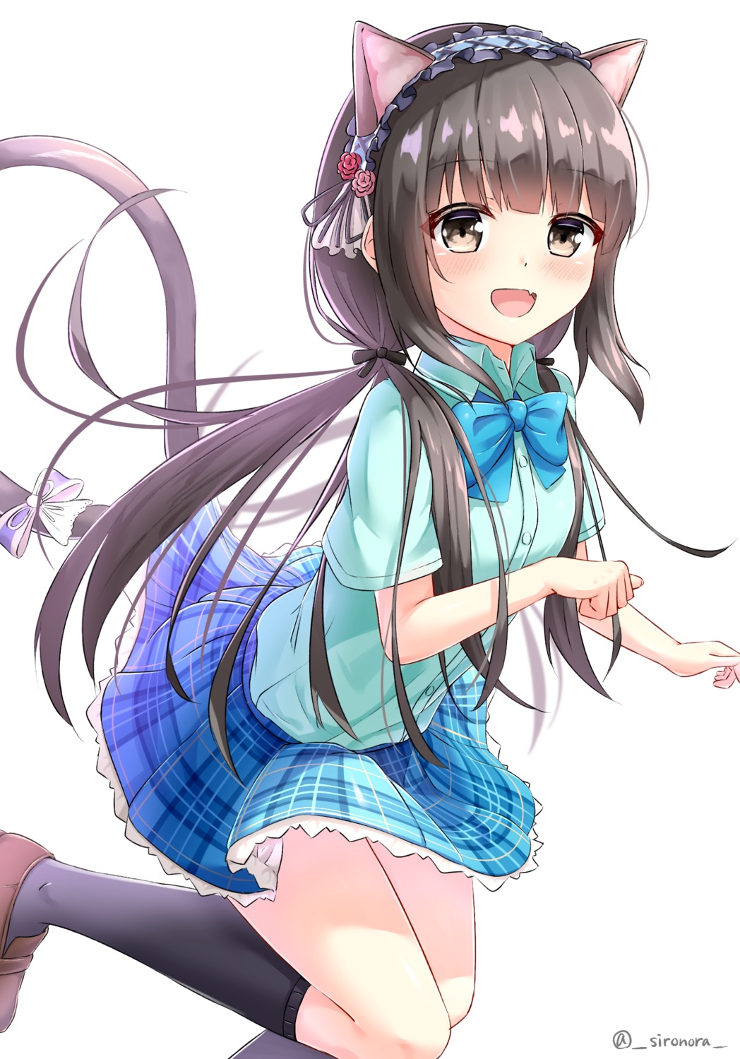 animal_ears nekomimi seifuku shironora skirt_lift tail