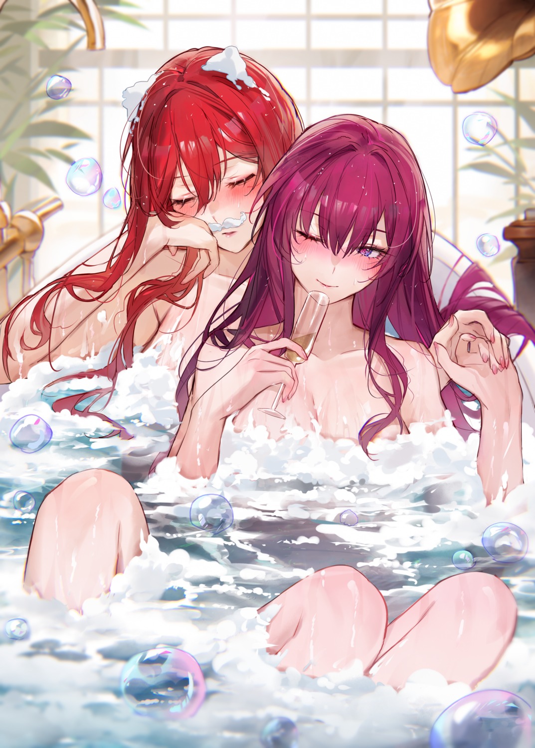 bathing cream himeko honkai:_star_rail kafka_(honkai:_star_rail) naked qiandaiyiyu wet yuri