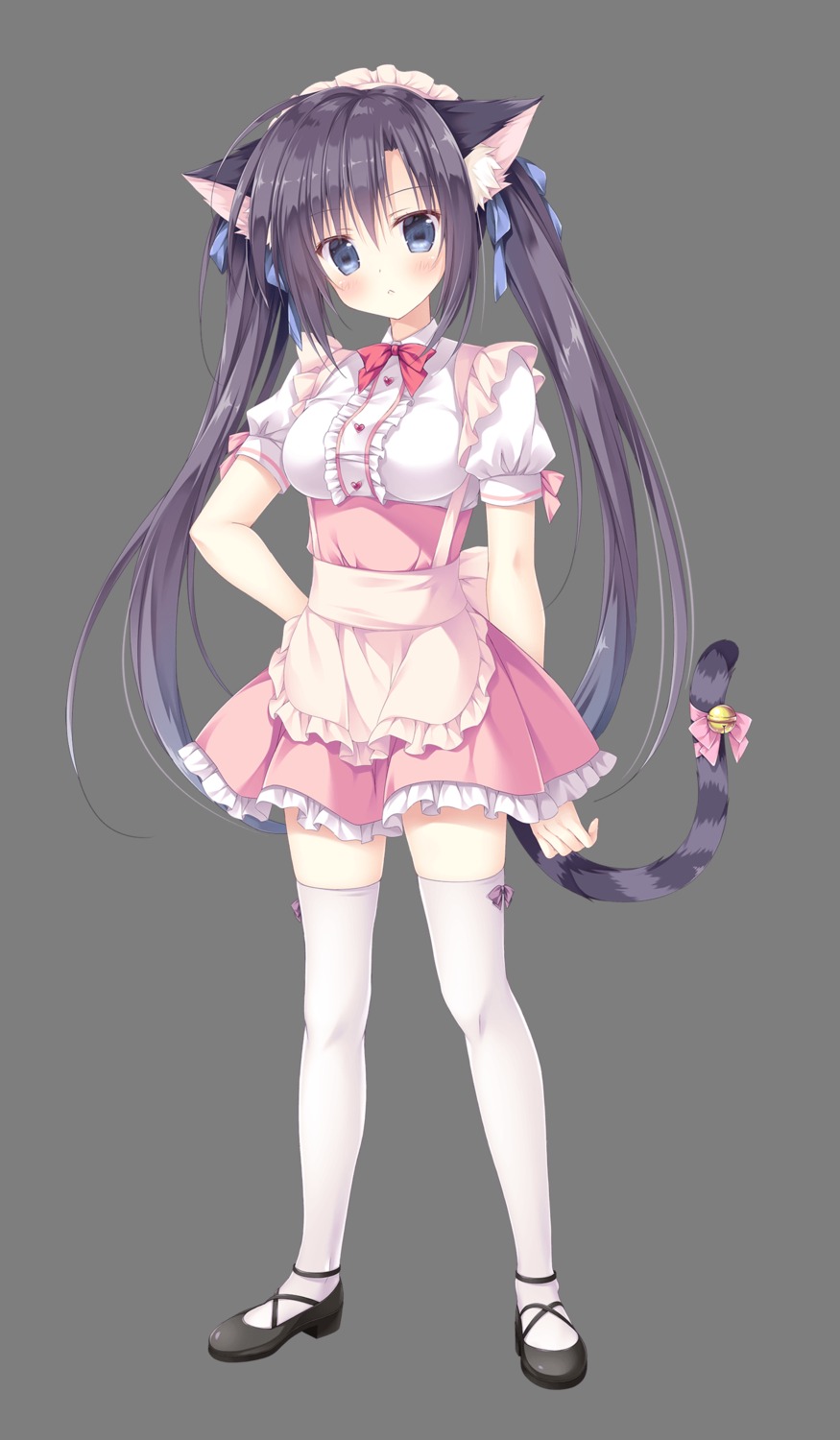 amairo_chocolata animal_ears cabbage_soft heels korie_riko maiba_nana maid nekomimi tail thighhighs transparent_png waitress