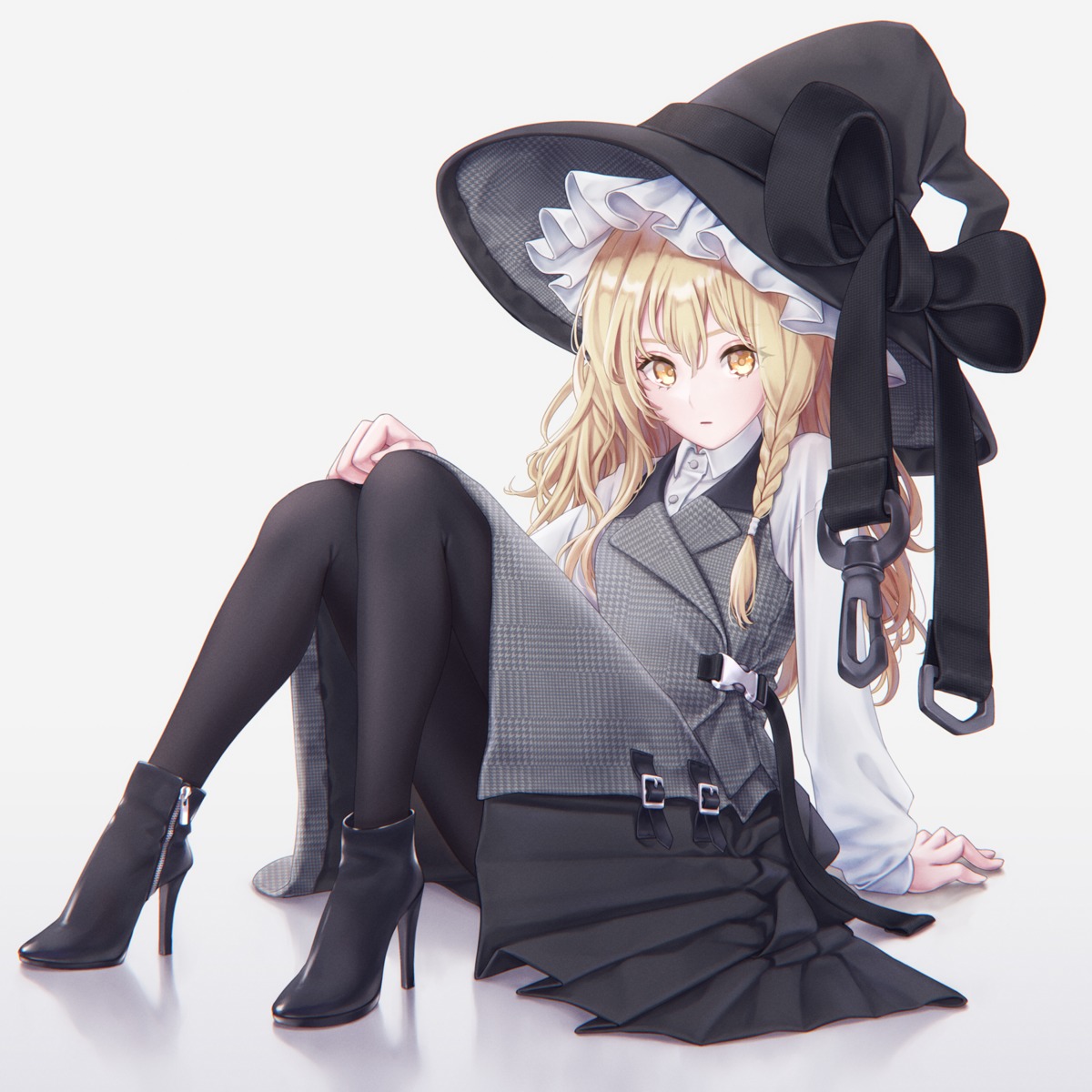 heels kirisame_marisa pantyhose skirt_lift torinari_(dtvisu) touhou witch