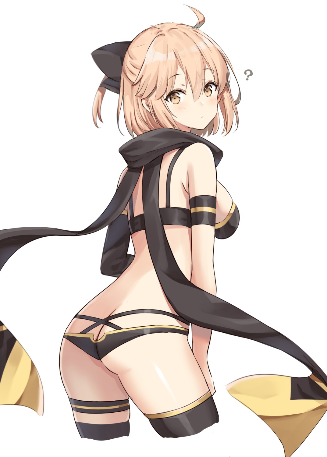 ass bikini fate/grand_order garter okita_souji_(fate) swimsuits thighhighs yuzu-aki