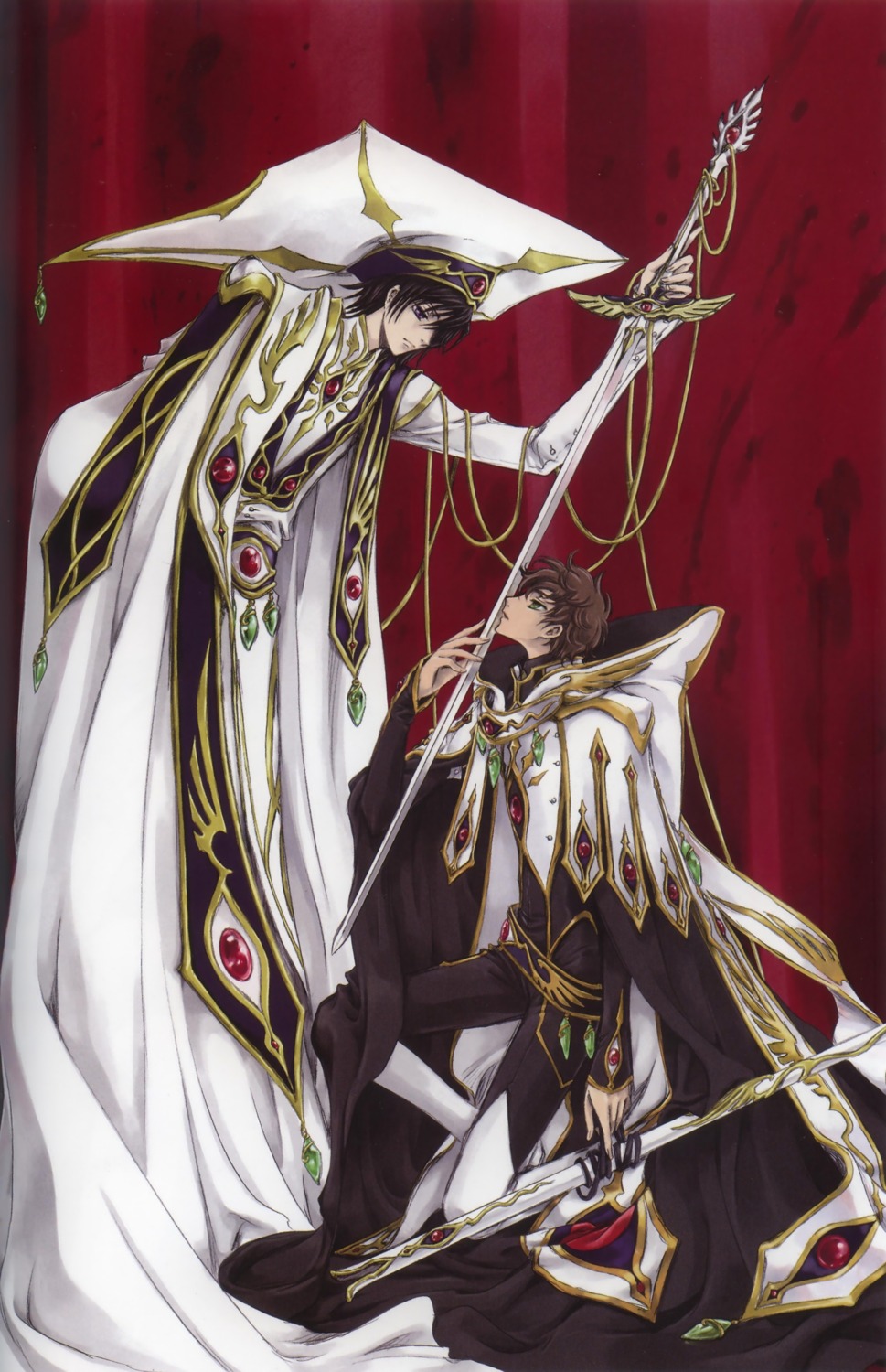 binding_discoloration clamp code_geass kururugi_suzaku lelouch_lamperouge male