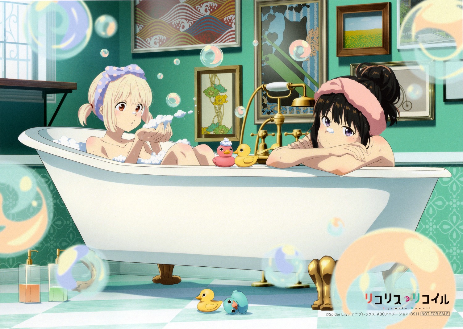 bathing cream inoue_takina lycoris_recoil nishikigi_chisato possible_duplicate topless
