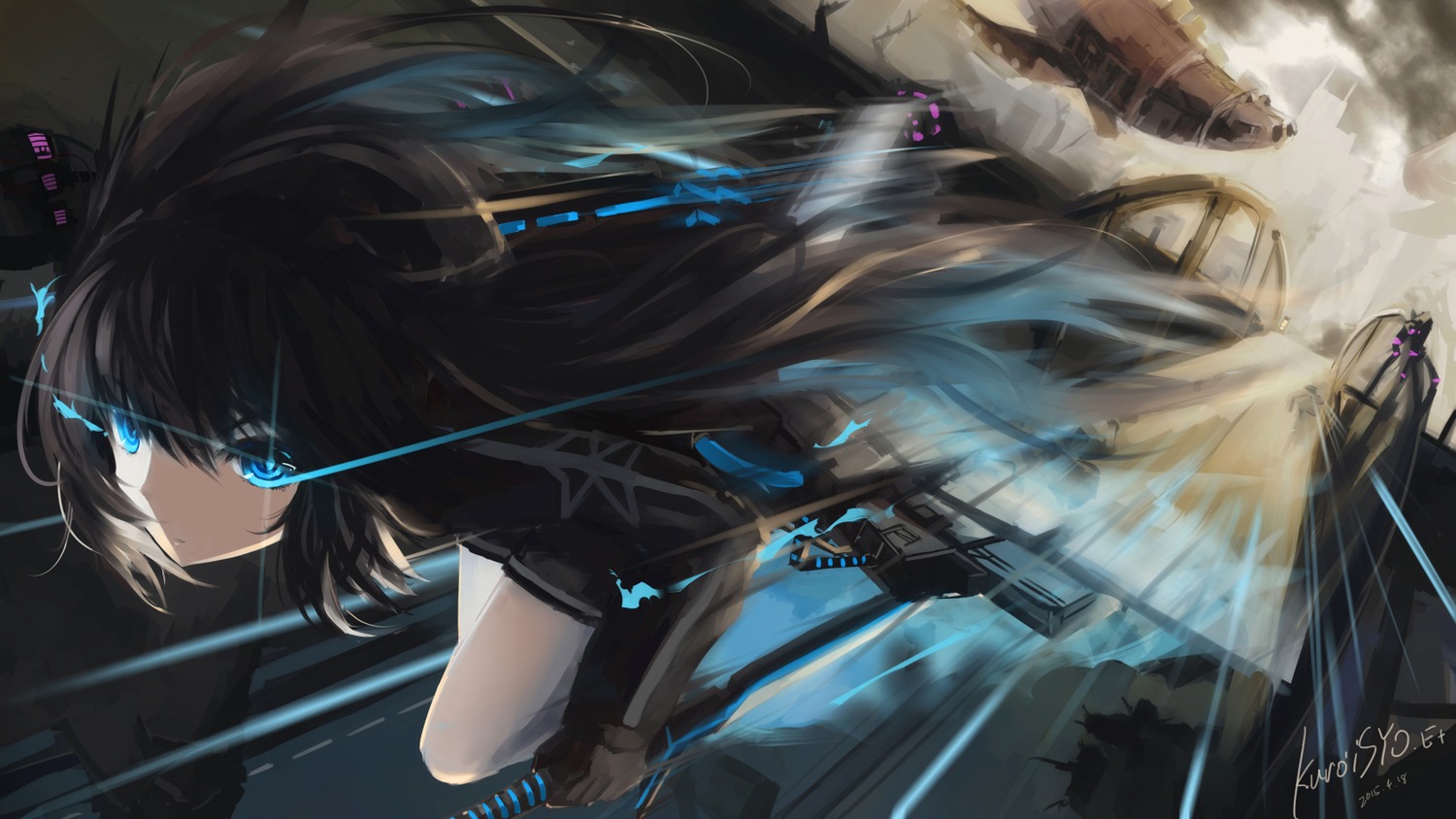 asahi_kuroi black_rock_shooter black_rock_shooter_(character) sword