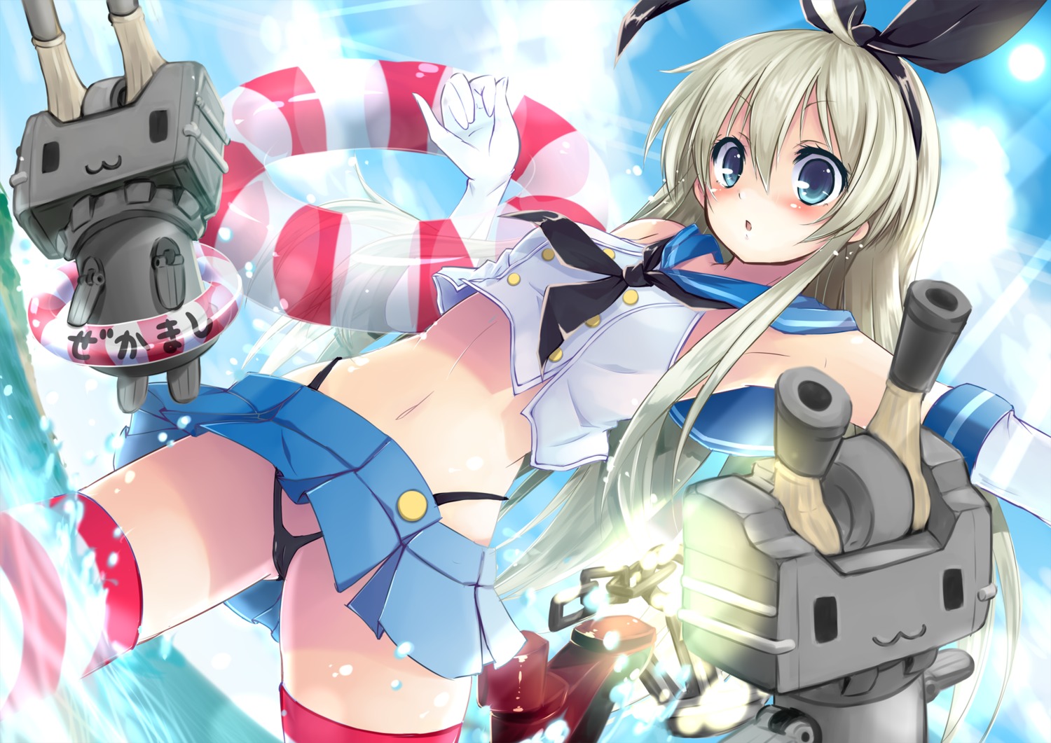 cameltoe heels kantai_collection pantsu rensouhou-chan shimakaze_(kancolle) thighhighs thong yaki_mayu