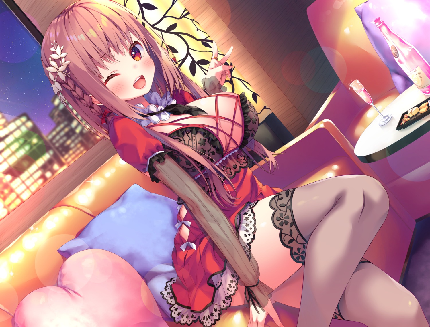 asa_no_ha no_bra see_through skirt_lift thighhighs whisp