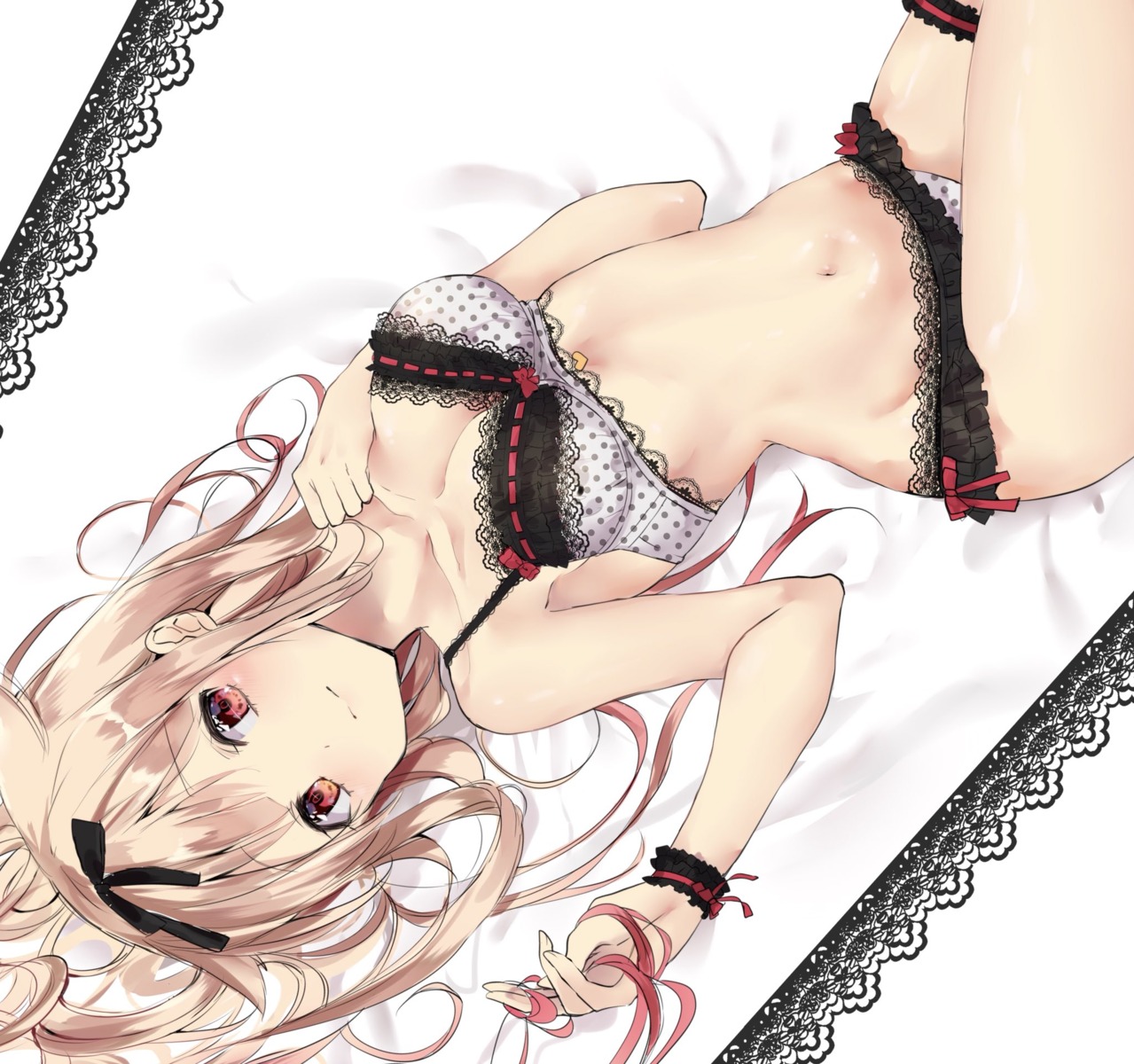 bra cleavage garter kantai_collection kona_(mmmkona) pantsu yuudachi_(kancolle)