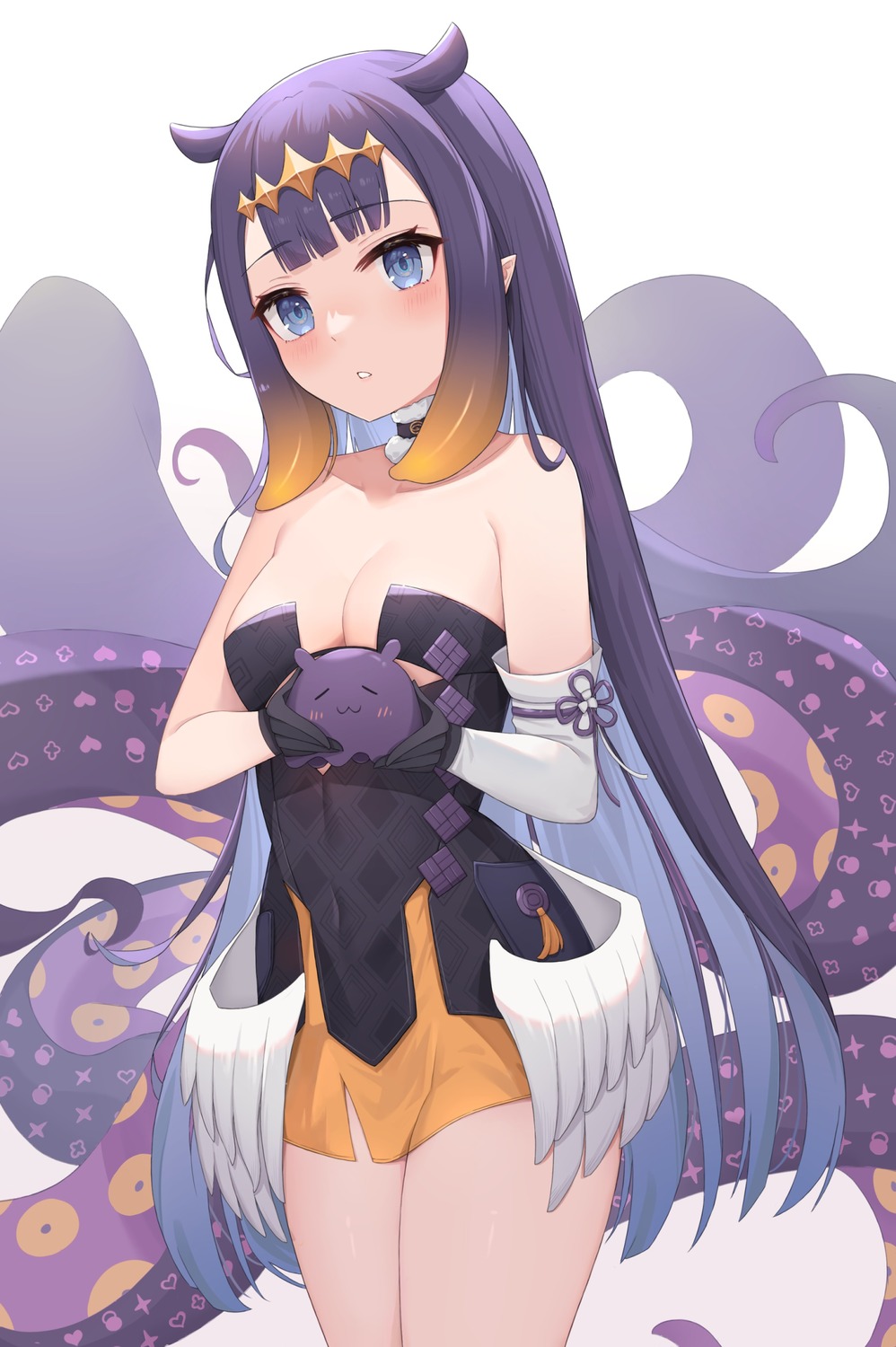 animal_ears dchiang dress hololive hololive_english ninomae_ina'nis no_bra pointy_ears tentacles wings