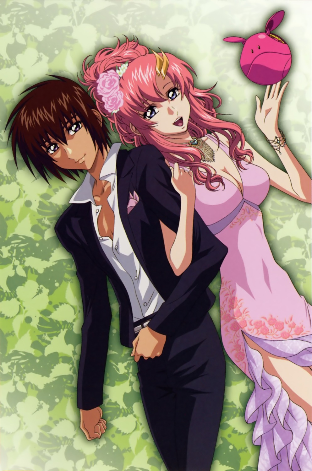 cleavage dress gundam gundam_seed gundam_seed_destiny haro hirai_hisashi kira_yamato lacus_clyne