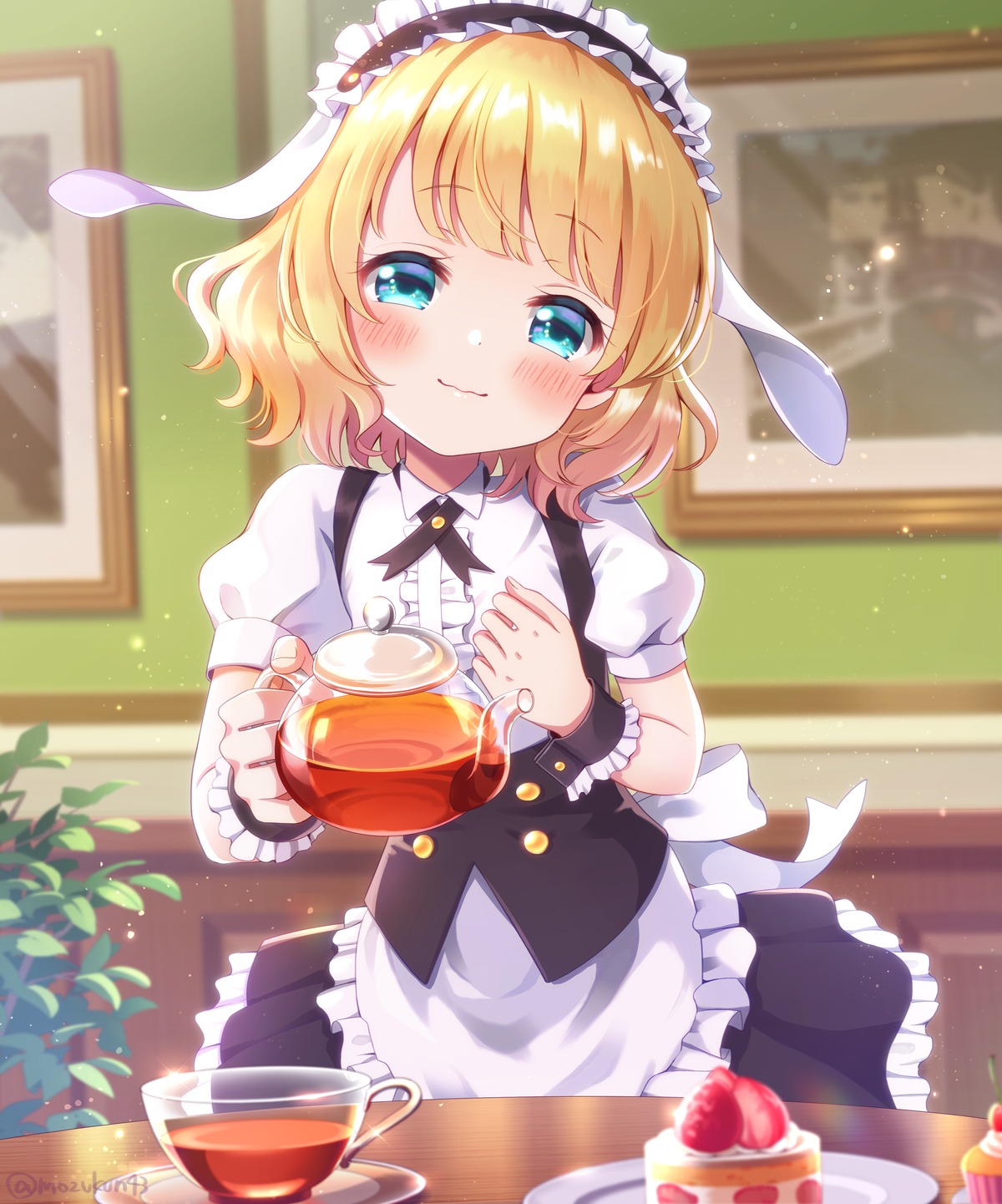 animal_ears bunny_ears gochuumon_wa_usagi_desu_ka? kirima_sharo maid mozukun43 waitress