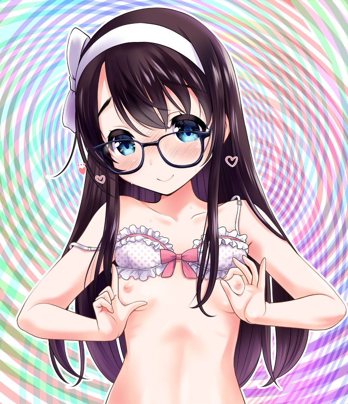 bra breast_grab breasts loli megane neko_danshaku nipples