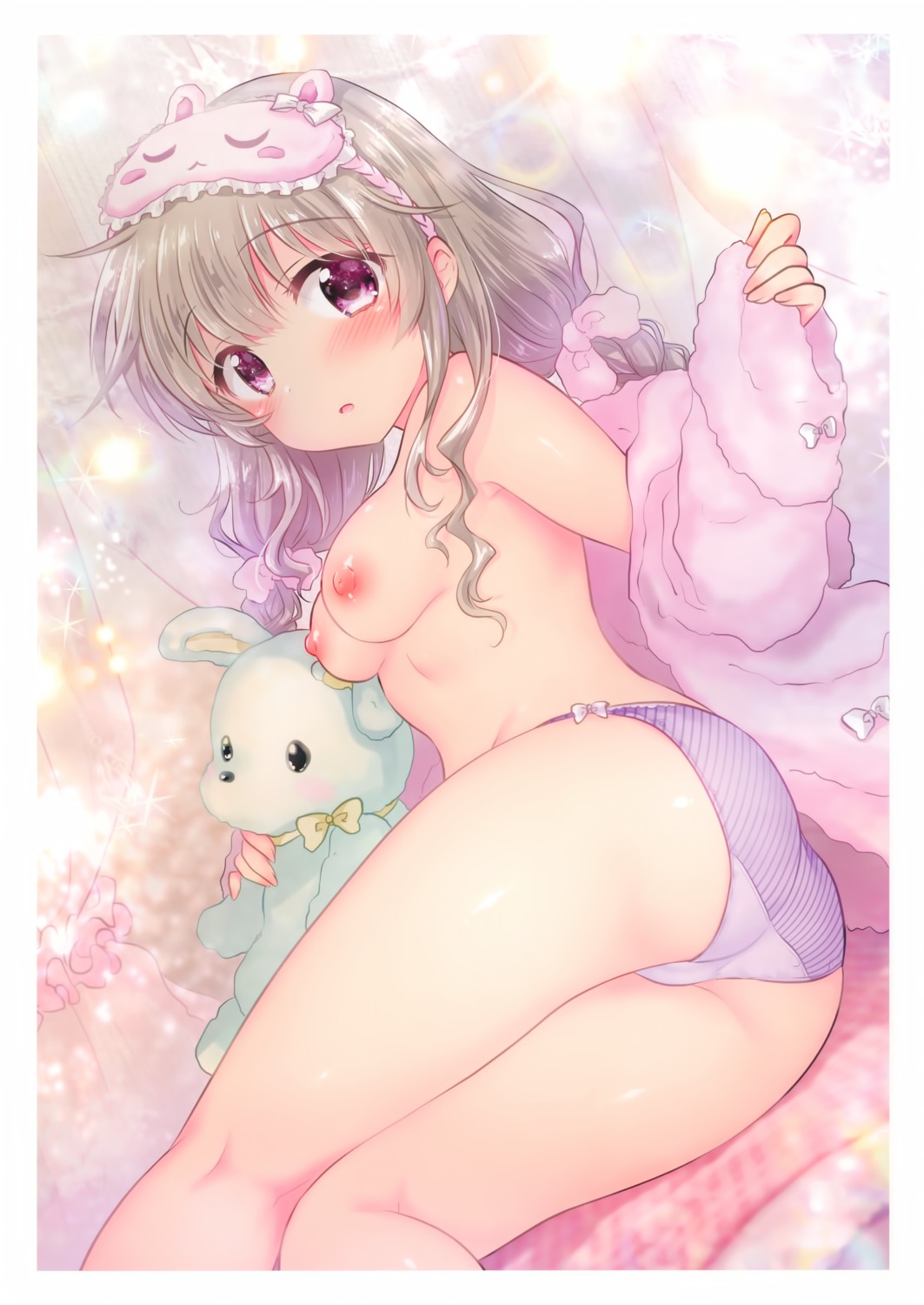 ass breasts mikami_mika nipples no_bra pajama pantsu