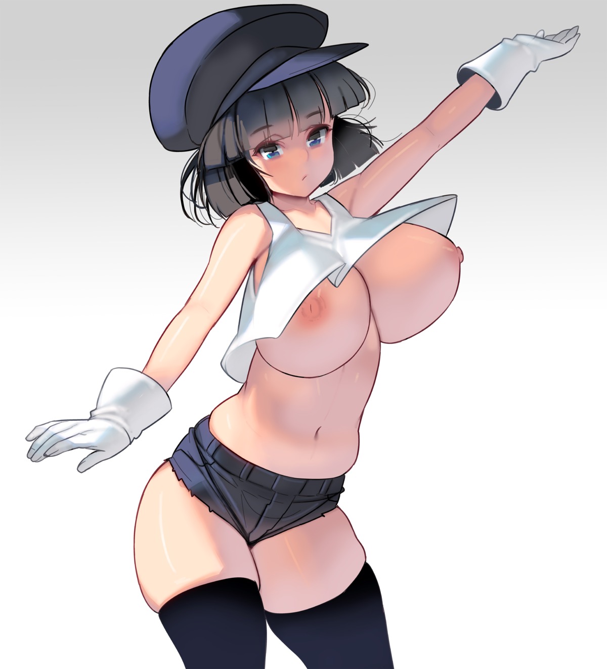 breasts masao nipples no_bra shirt_lift thighhighs