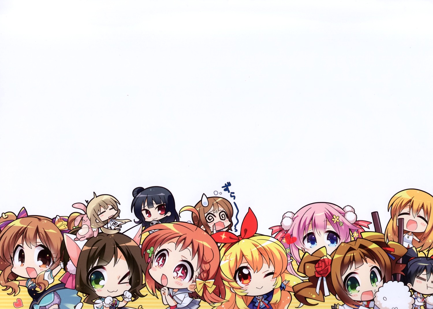 aikatsu! animal_ears bloomers chibi futaba_anzu ganaha_hibiki hoshimiya_ichigo komowa komowata_haruka kunikida_hanamaru love_live!_sunshine!! maekawa_miku moroboshi_kirari nekomimi seifuku takatsuki_yayoi tegone_spike the_idolm@ster the_idolm@ster_cinderella_girls tsushima_yoshiko