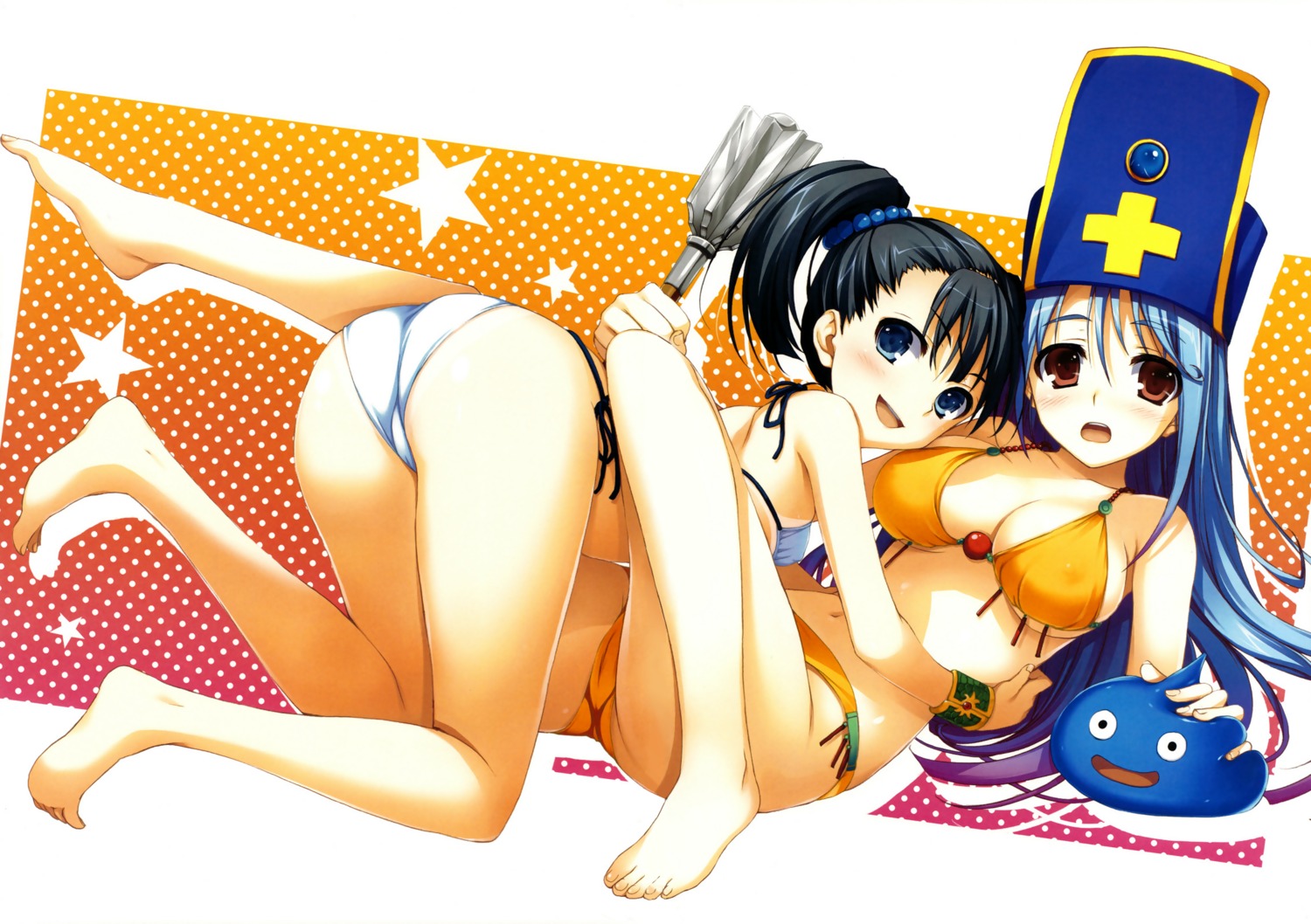 ass bikini cameltoe cleavage dragon_quest dragon_quest_iii fighter_(dq3) fixed mugenkidou priest_(dq3) swimsuits tomose_shunsaku