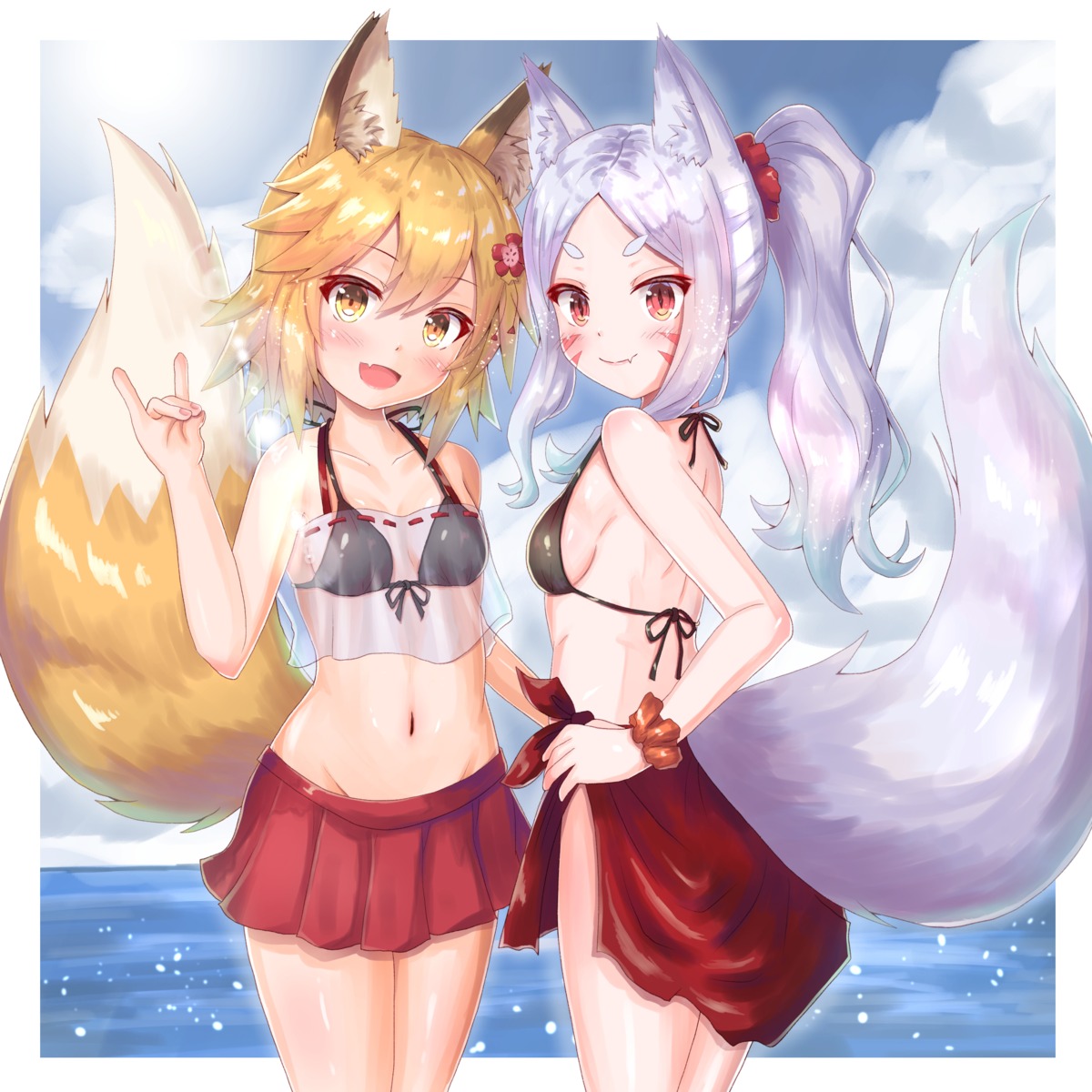 animal_ears bikini cleavage cocoasabure kitsune see_through senko-san sewayaki_kitsune_no_senko-san shiro_(sewayaki_kitsune_no_senko-san) swimsuits tail